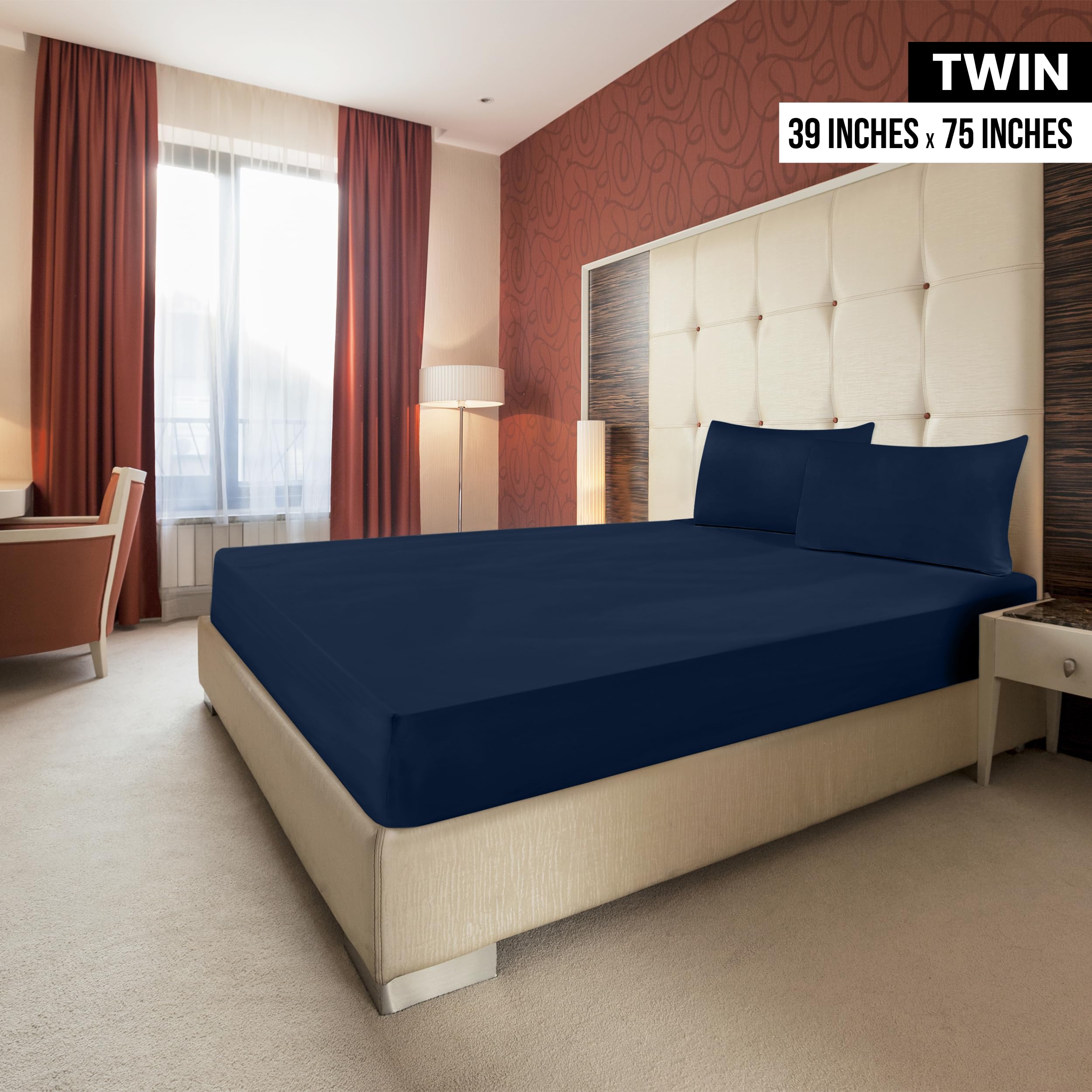 Foto 2 | Sábanas Ajustables Utopia Bedding, Paquete De 2 Unidades, Microfibra Suave, Azul Marino - Venta Internacional.