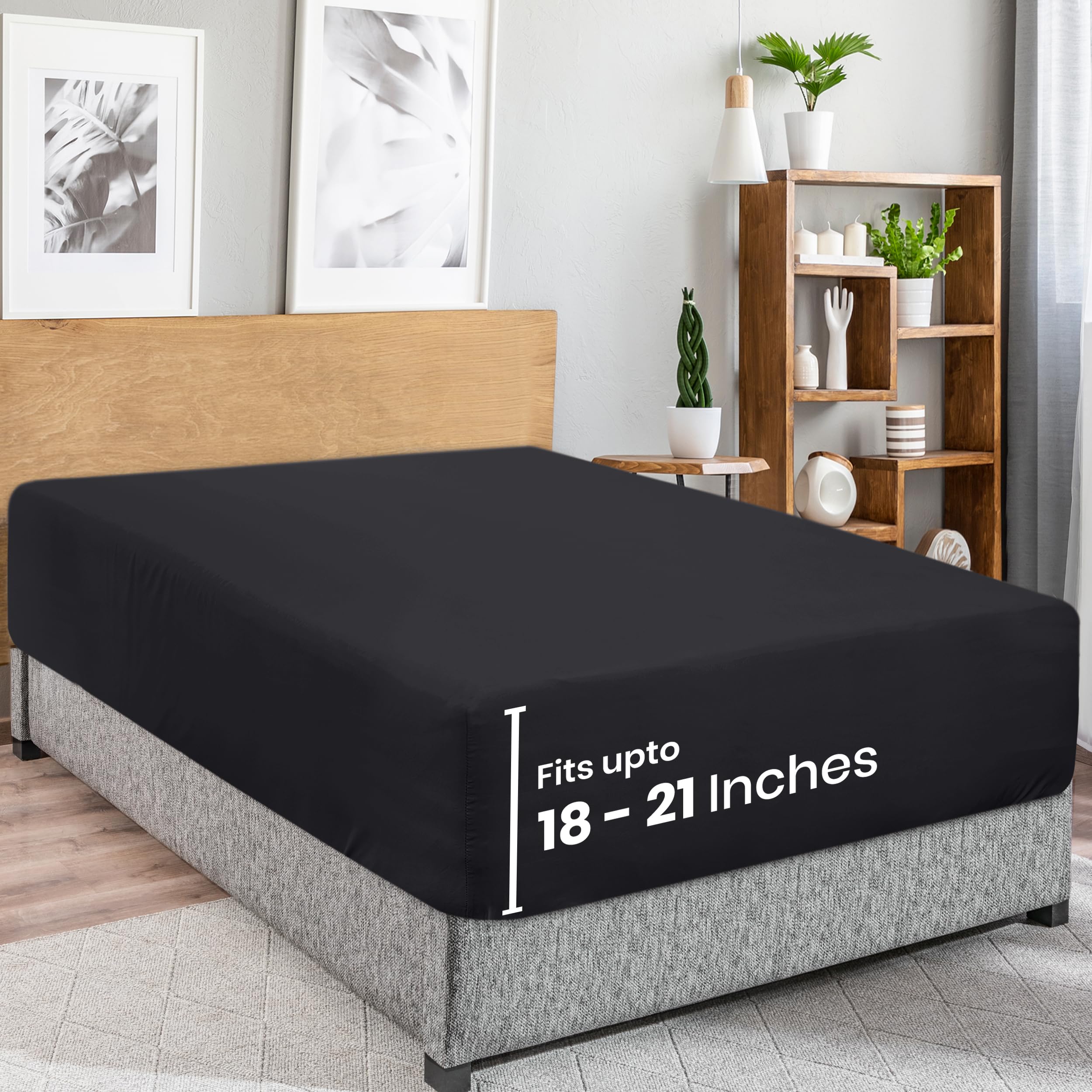 Foto 2 pulgar | Sábana Bajera Utopia Bedding Queen Con Bolsillo Extra Profundo, Color Negro - Venta Internacional.