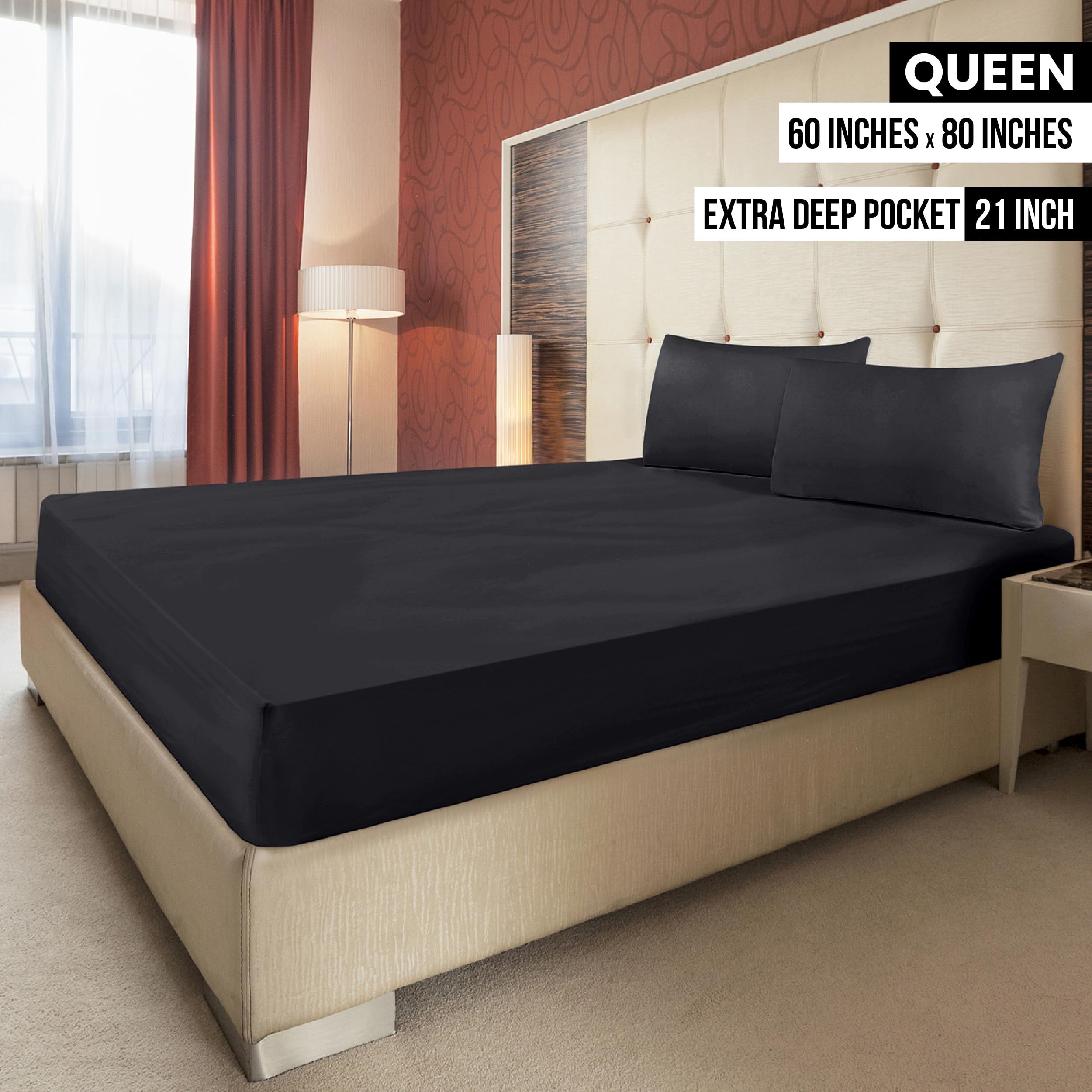 Foto 3 pulgar | Sábana Bajera Utopia Bedding Queen Con Bolsillo Extra Profundo, Color Negro - Venta Internacional.