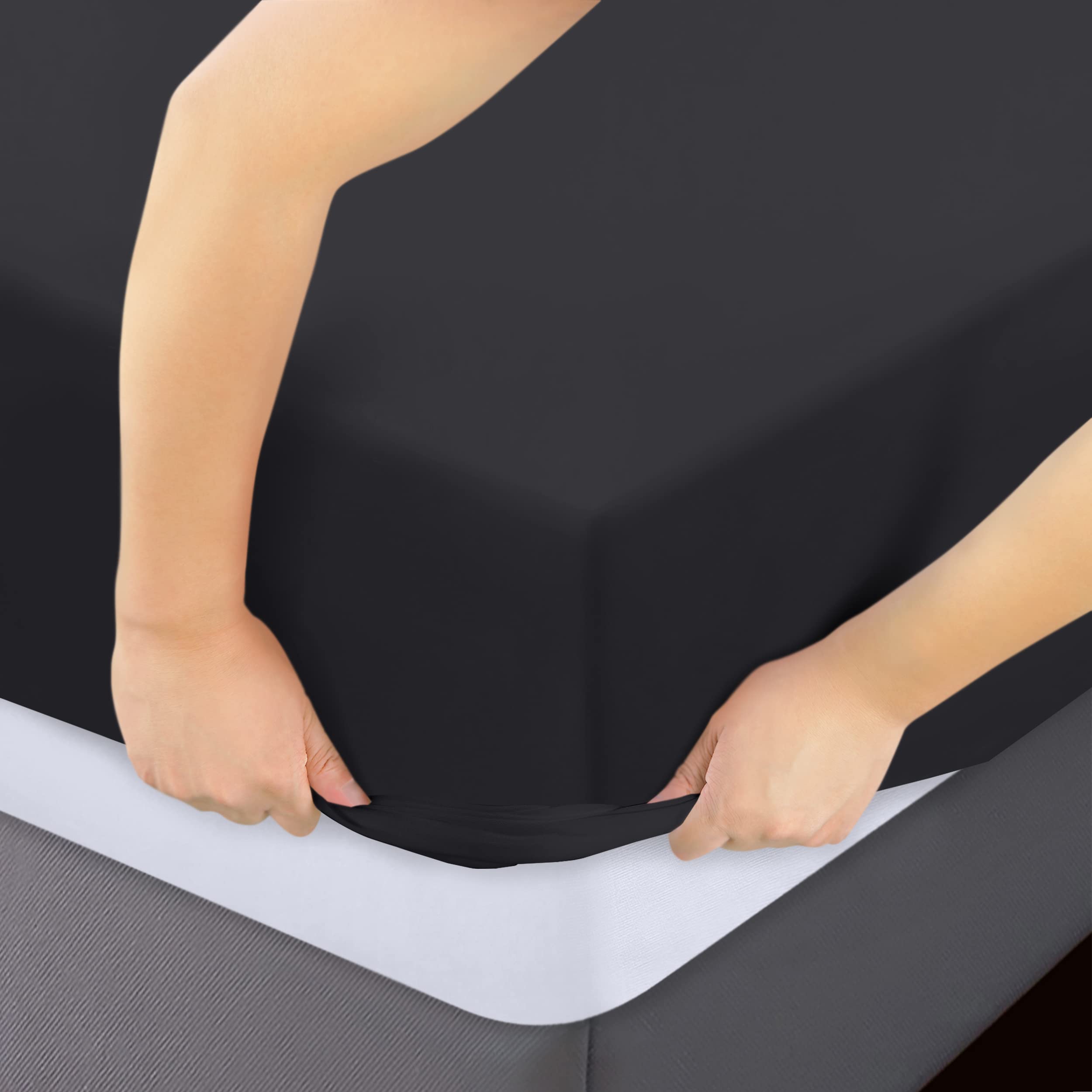 Foto 4 pulgar | Sábana Bajera Utopia Bedding Queen Con Bolsillo Extra Profundo, Color Negro - Venta Internacional.