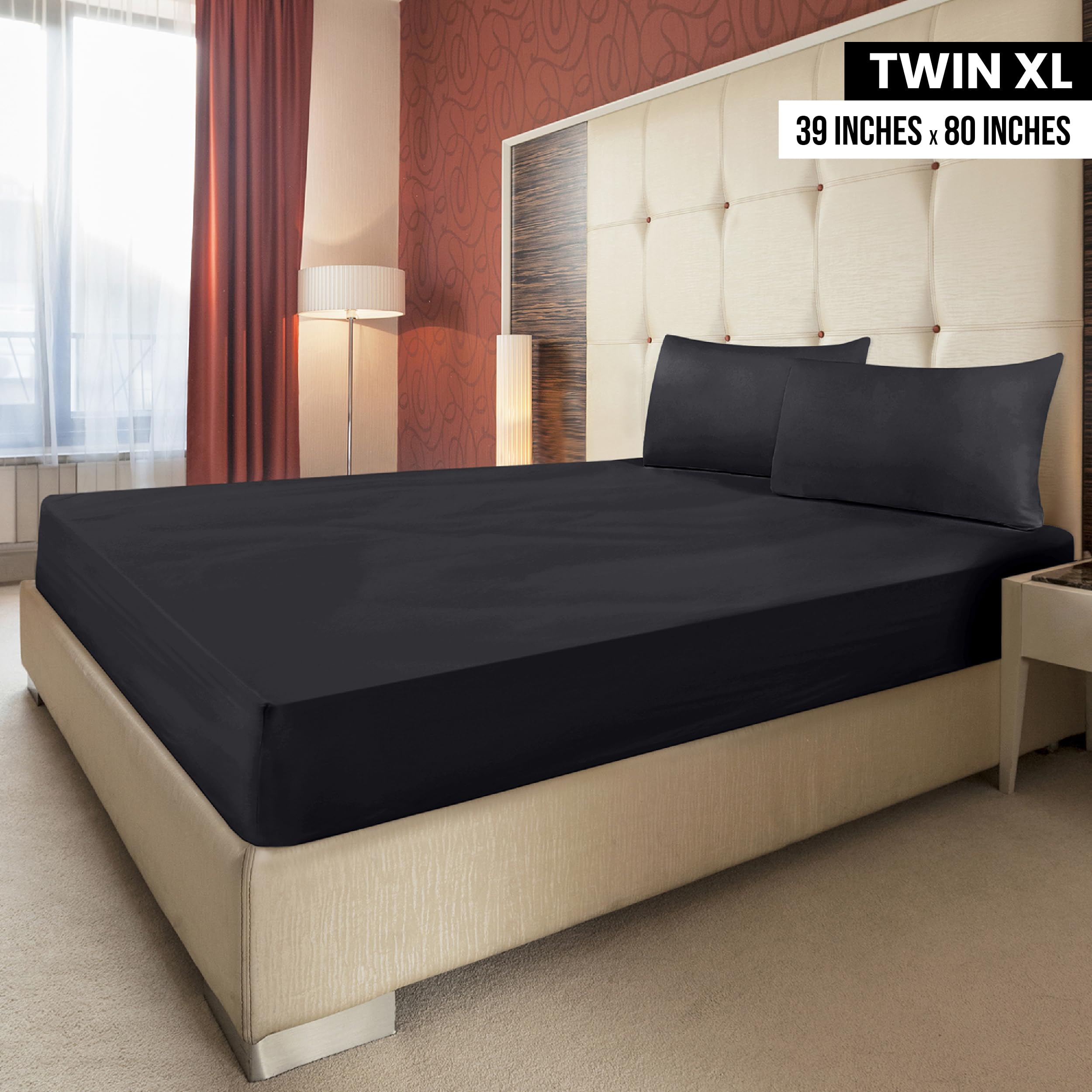 Foto 2 | Sábanas Ajustables Utopia Bedding Twin Xl Negras, 2 Unidades, Microfibra - Venta Internacional.
