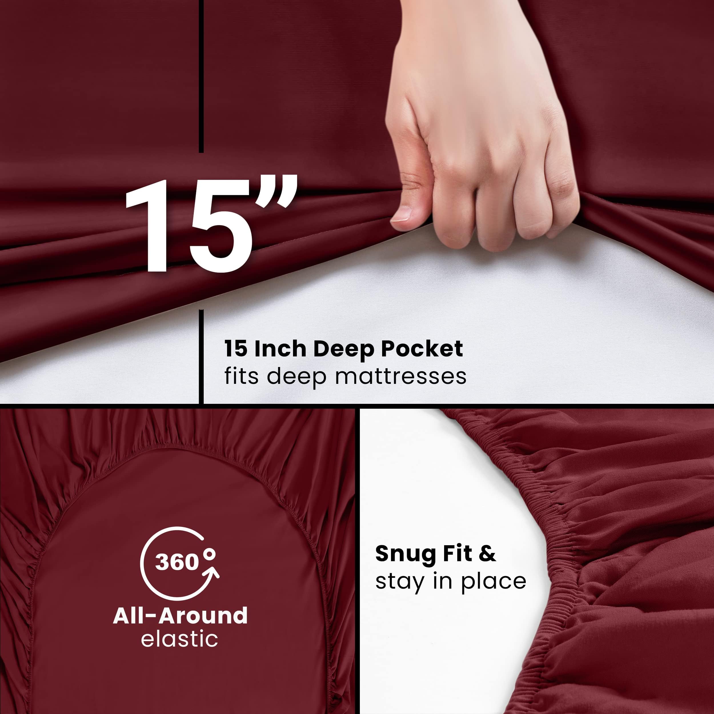 Foto 3 pulgar | Sábanas Ajustables Utopia Bedding Twin Xl, Paquete De 2, Color Burdeos - Venta Internacional.