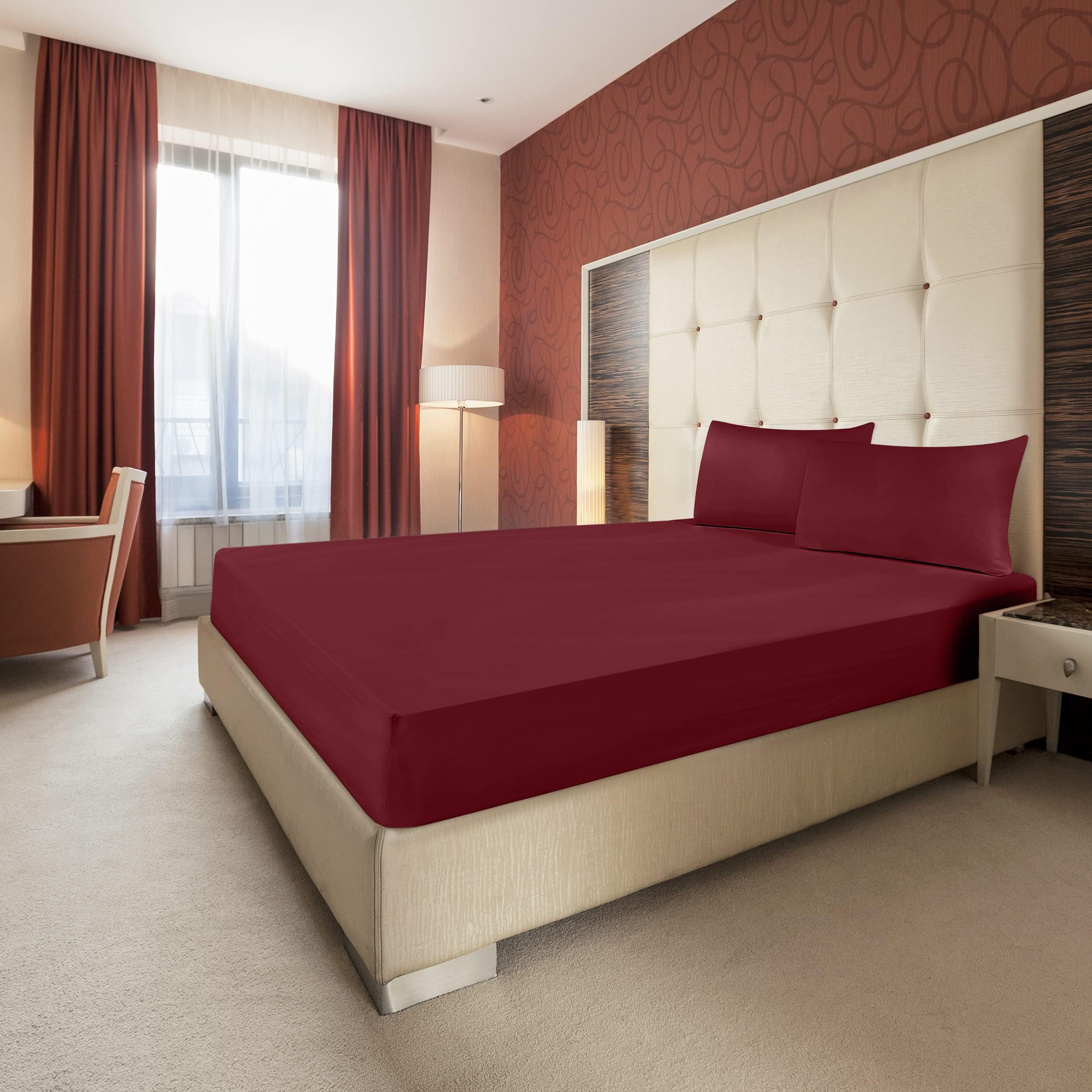 Foto 5 | Sábanas Ajustables Utopia Bedding Twin Xl, Paquete De 2, Color Burdeos - Venta Internacional.