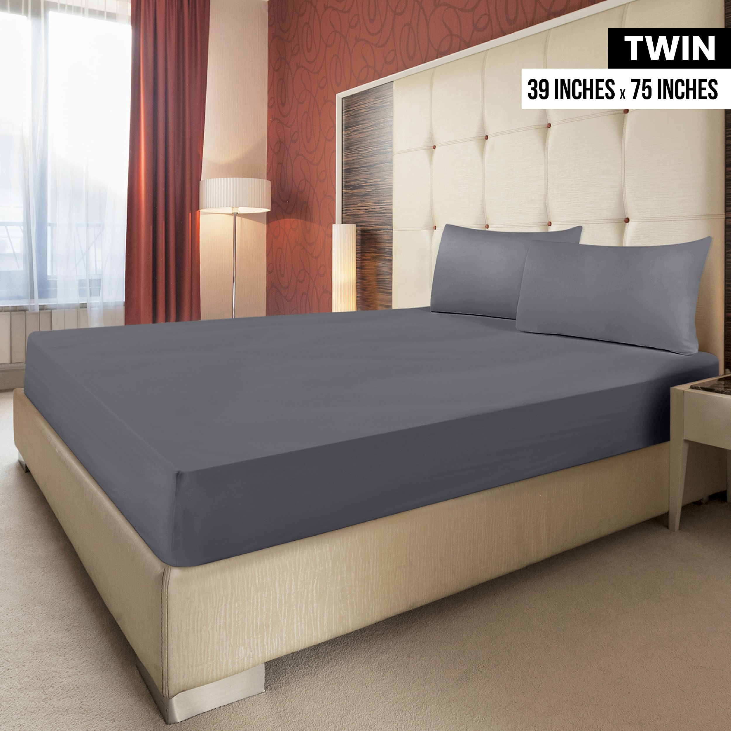 Foto 2 | Sábanas Ajustables Utopia Bedding, 2 Unidades, De Microfibra Gris - Venta Internacional.
