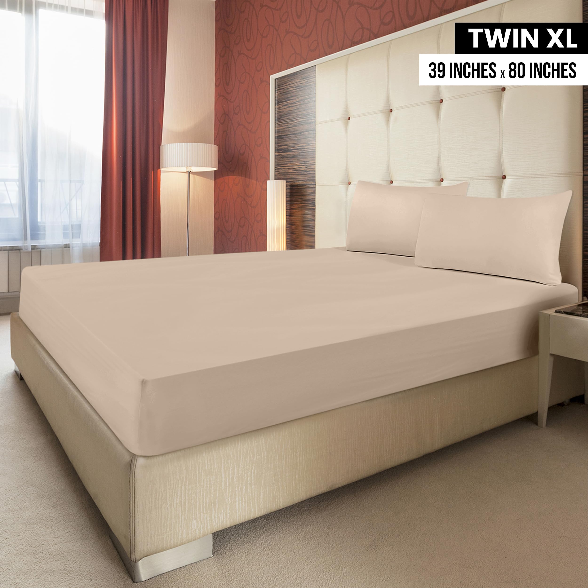 Foto 3 pulgar | Sábanas Ajustables Utopia Bedding Twin Xl, Paquete De 2 Unidades, Color Beige - Venta Internacional.