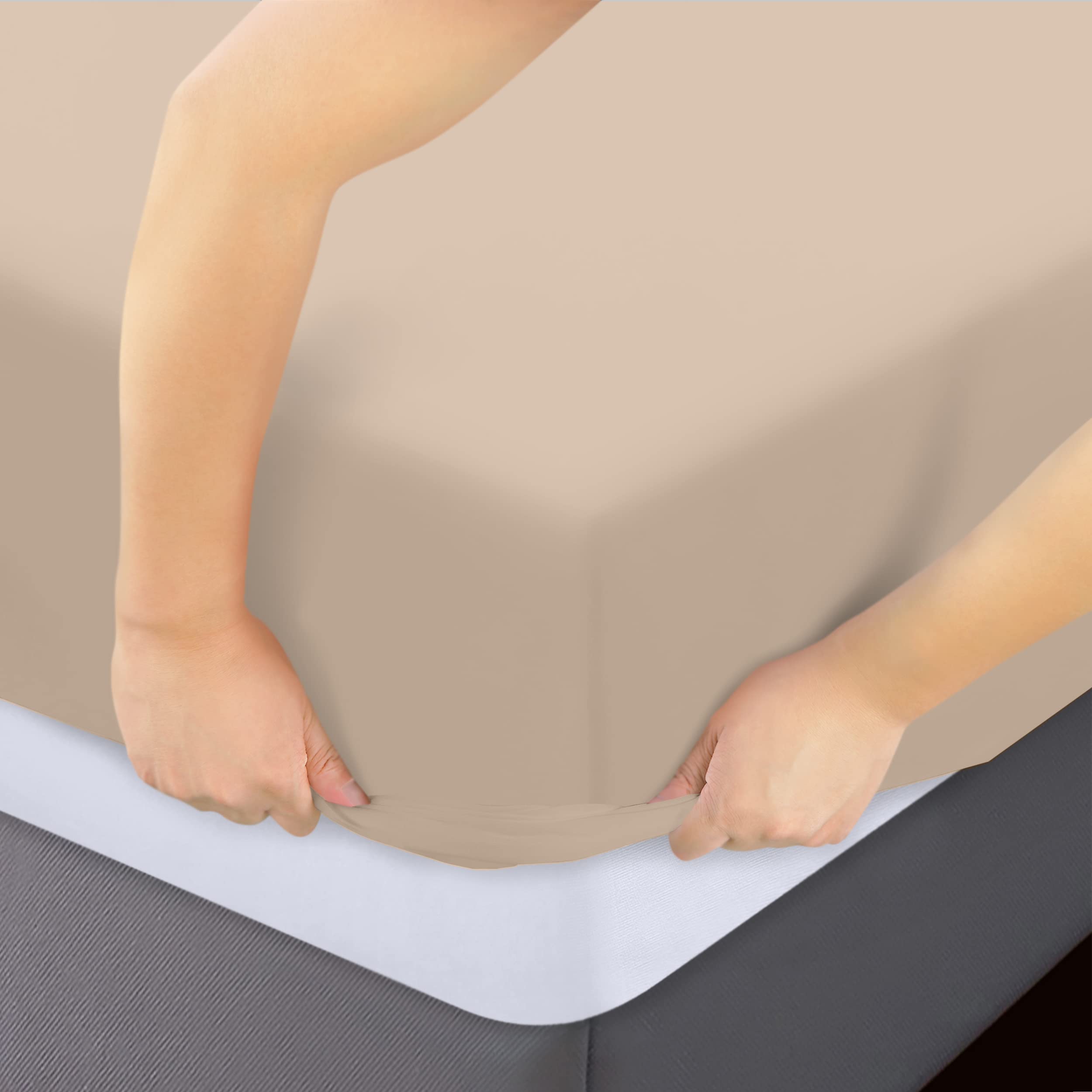 Foto 4 pulgar | Sábanas Ajustables Utopia Bedding Twin Xl, Paquete De 2 Unidades, Color Beige - Venta Internacional.