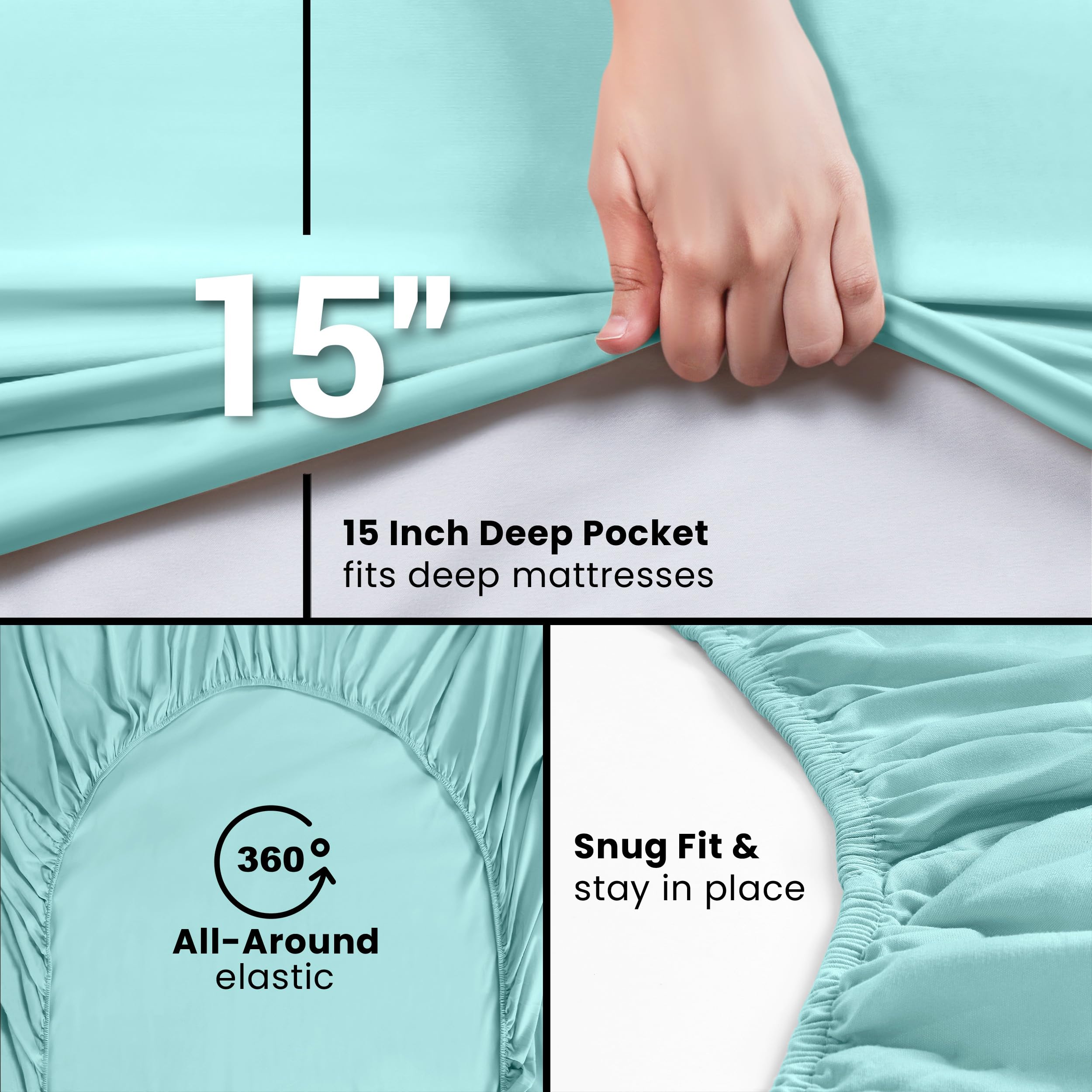 Foto 4 pulgar | Sábanas Ajustables Utopia Bedding, Paquete De 6 Unidades, Microfibra Suave, Spa, Azul - Venta Internacional.