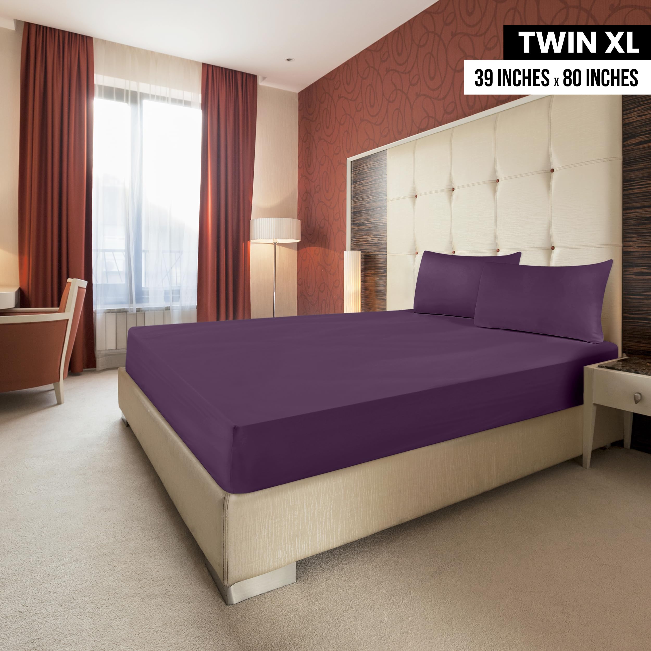 Foto 2 | Sábanas Ajustables Utopia Bedding Twin Xl, Paquete De 2 Unidades, Color Morado - Venta Internacional.