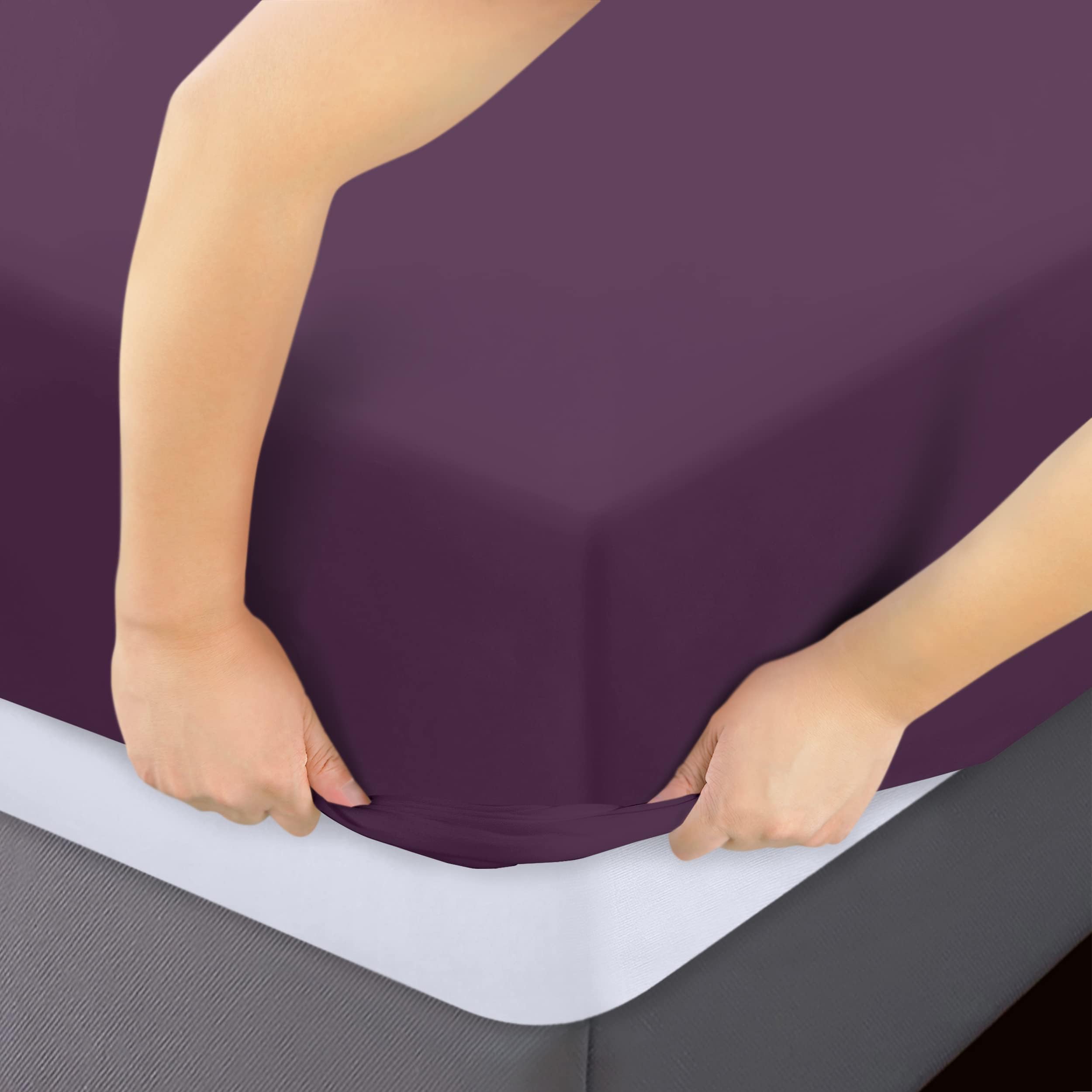 Foto 3 | Sábanas Ajustables Utopia Bedding Twin Xl, Paquete De 2 Unidades, Color Morado - Venta Internacional.