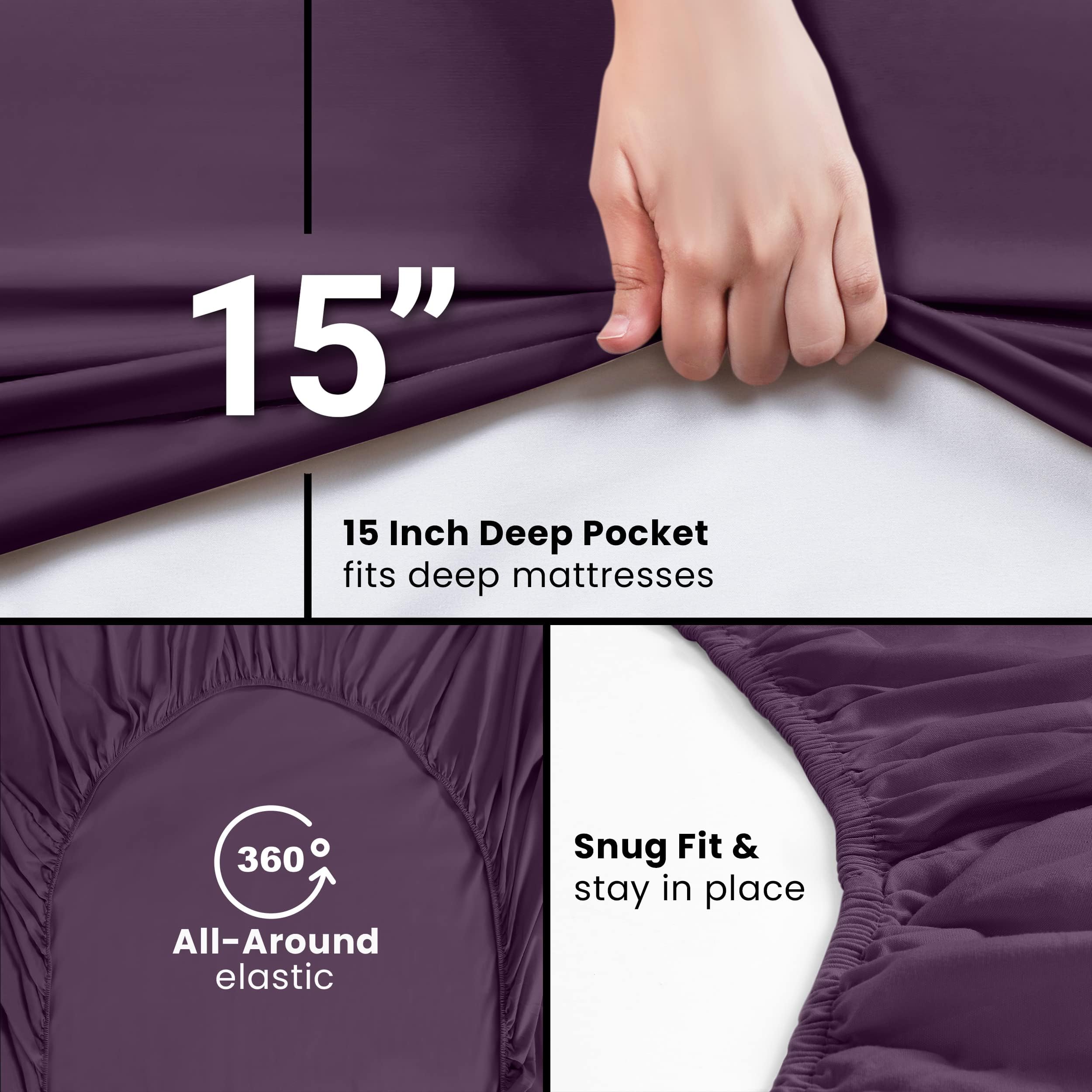 Foto 6 pulgar | Sábanas Ajustables Utopia Bedding Twin Xl, Paquete De 2 Unidades, Color Morado - Venta Internacional.