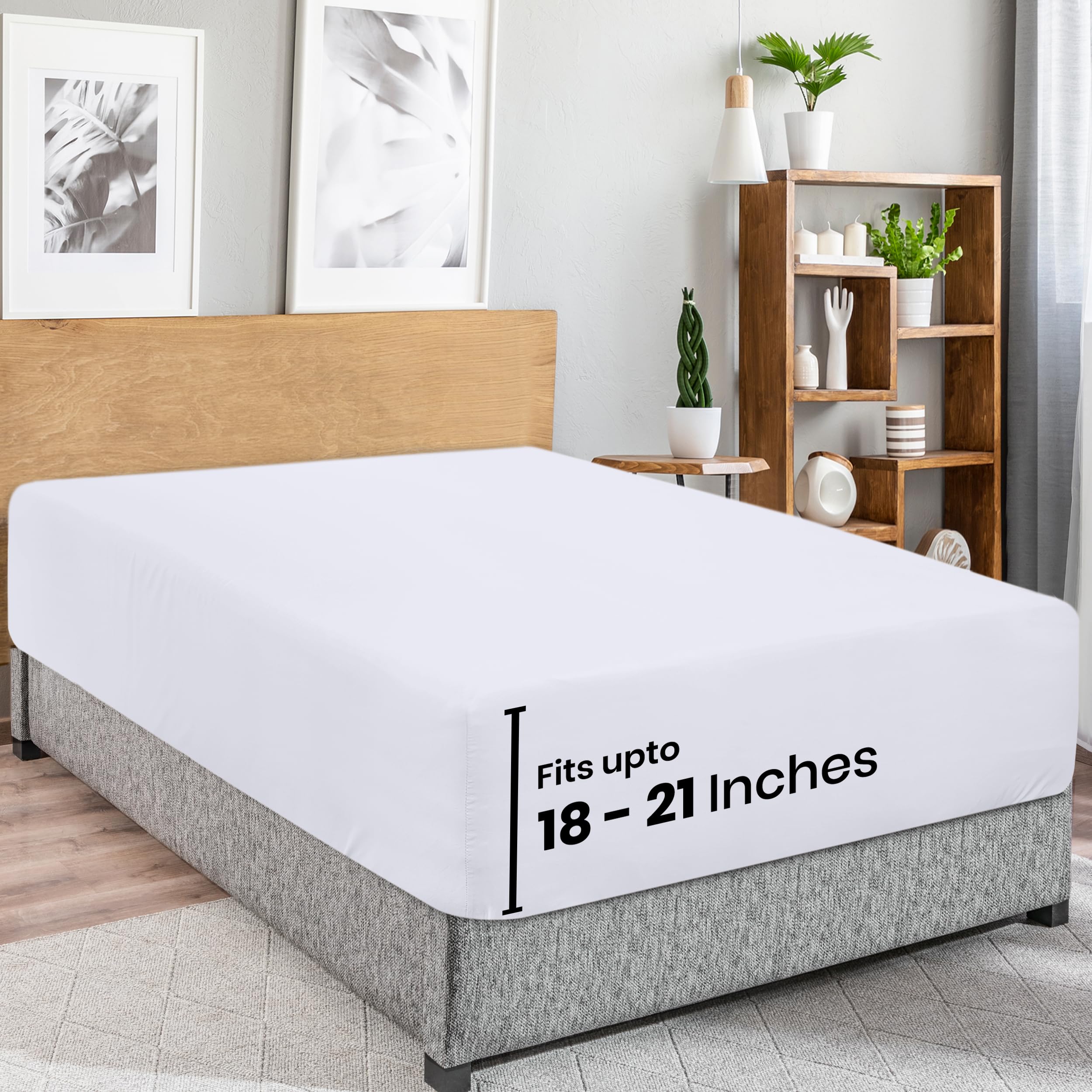 Foto 2 pulgar | Sábana Bajera Utopia Bedding Queen Con Bolsillo Extra Profundo, Color Blanco - Venta Internacional.