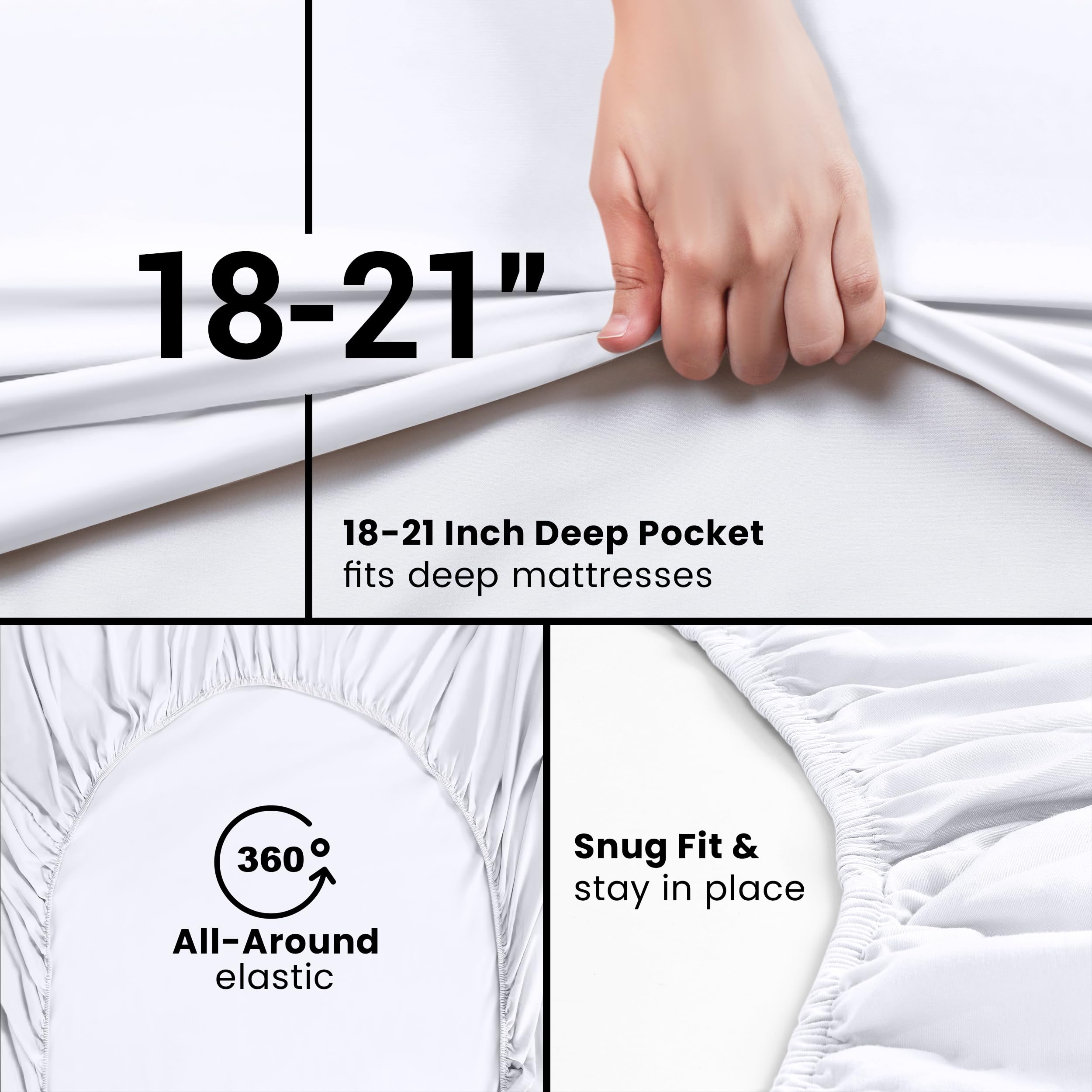 Foto 5 | Sábana Bajera Utopia Bedding Queen Con Bolsillo Extra Profundo, Color Blanco - Venta Internacional.