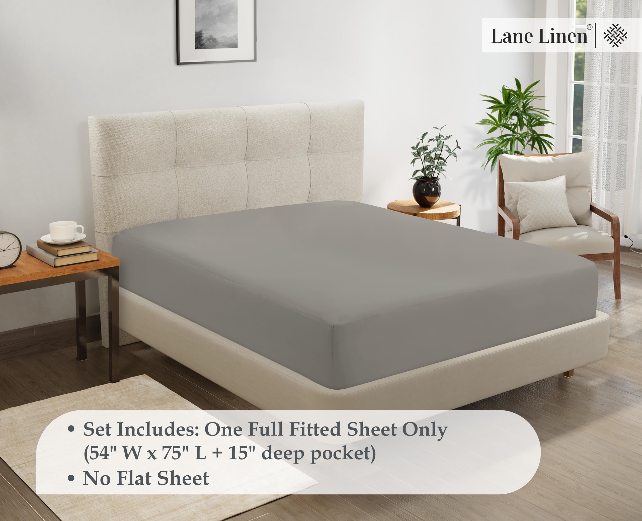 Foto 7 | Sábana Bajera Ajustable Lane Linen London Fog, Elástica En 4 Direcciones - Venta Internacional.