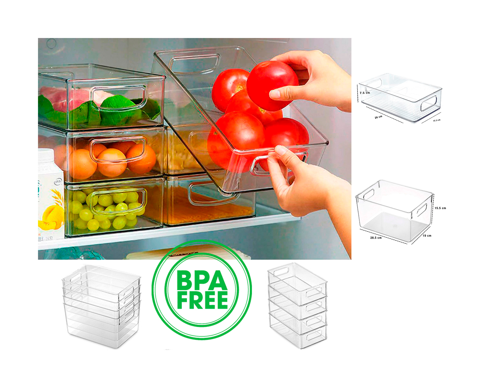 Foto 3 pulgar | Juego de 8 Organizador para Despensa Brandtrendy Transparente Ideal para Refrigerador y Alacenas