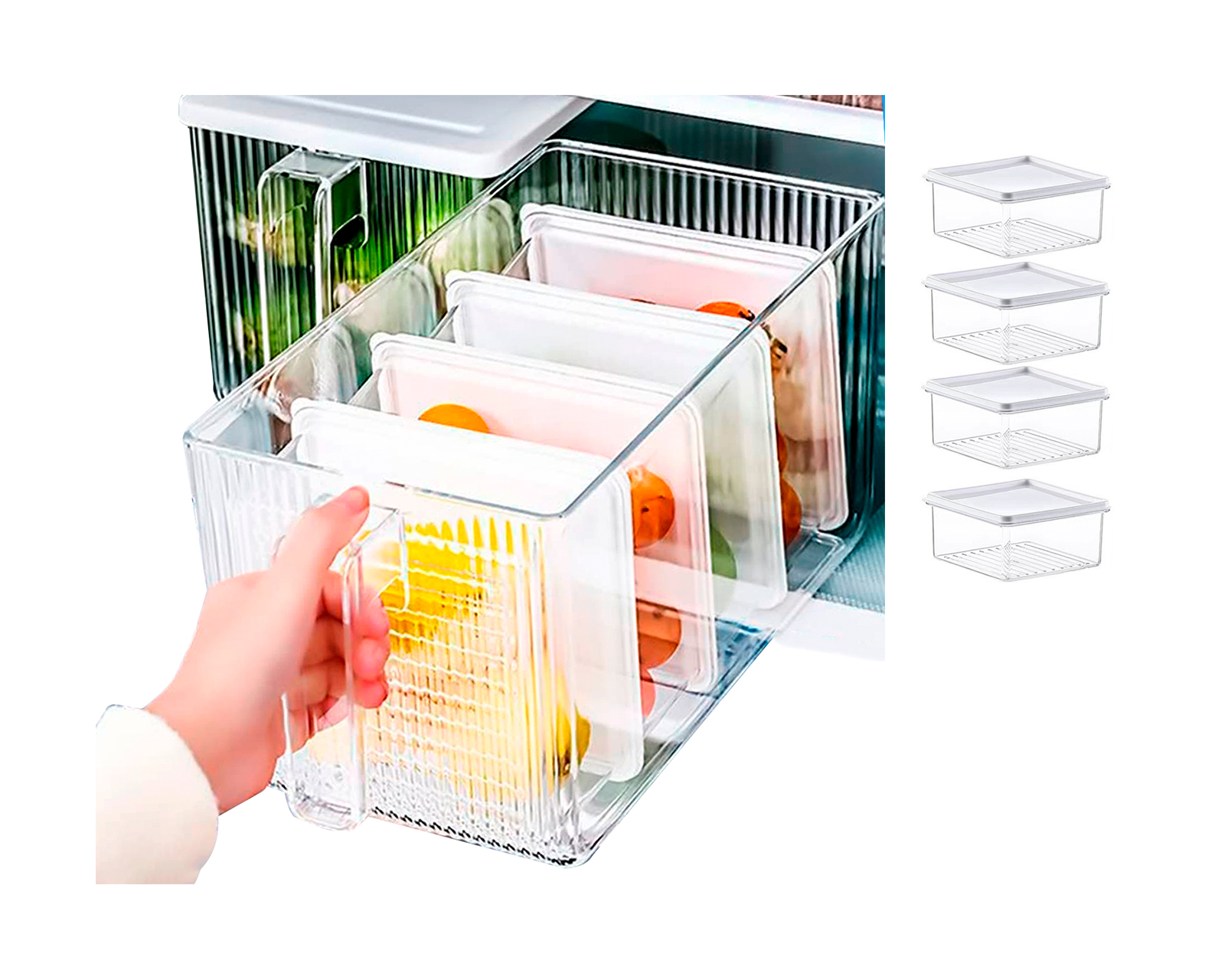 Foto 4 pulgar | Organizadores de Alimentos con Asa para Refrigerador Brandtrendy Transparente Diseñó 5 en 1 Retráctil