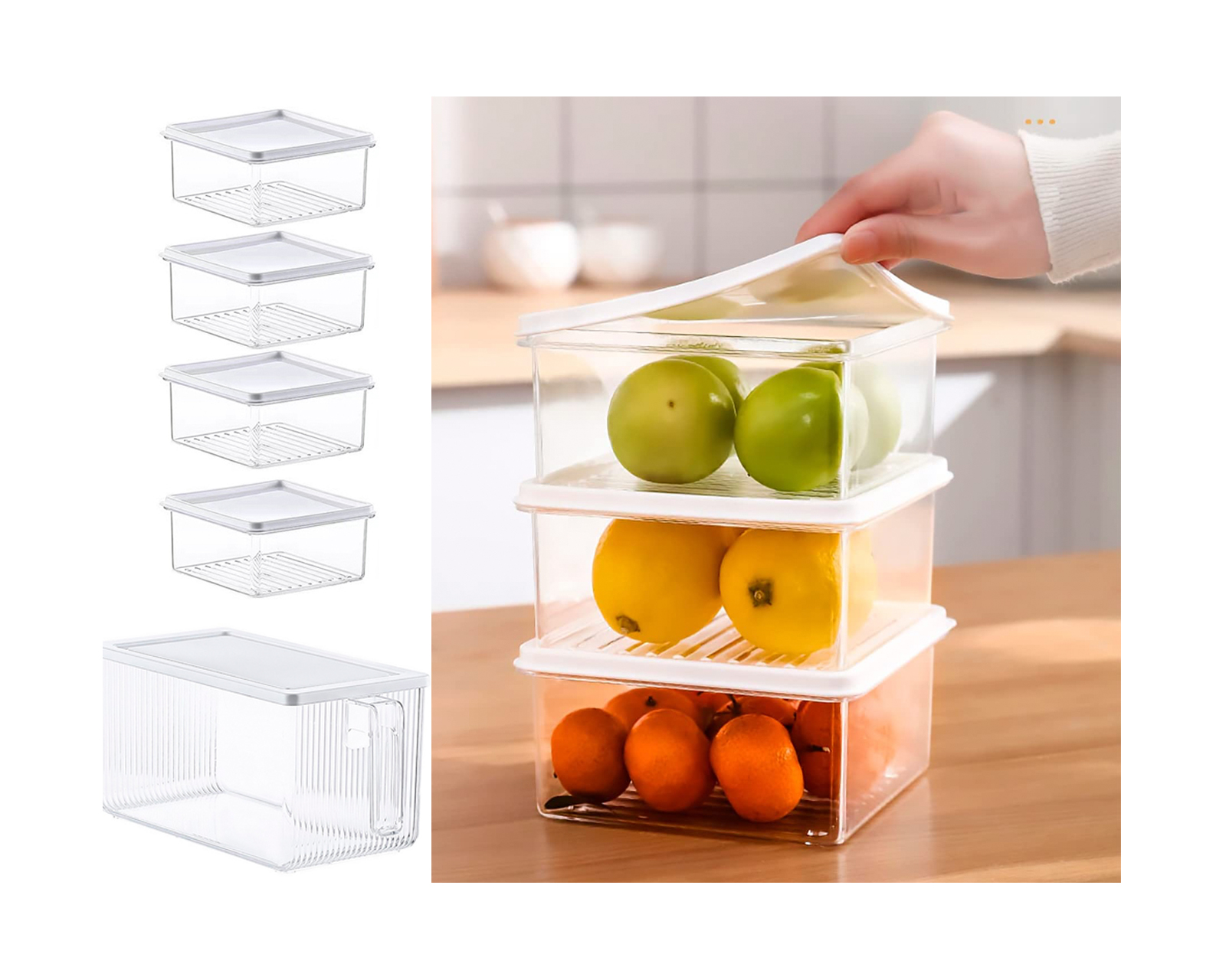 Foto 5 | Organizadores de Alimentos con Asa para Refrigerador Brandtrendy Transparente Diseñó 5 en 1 Retráctil