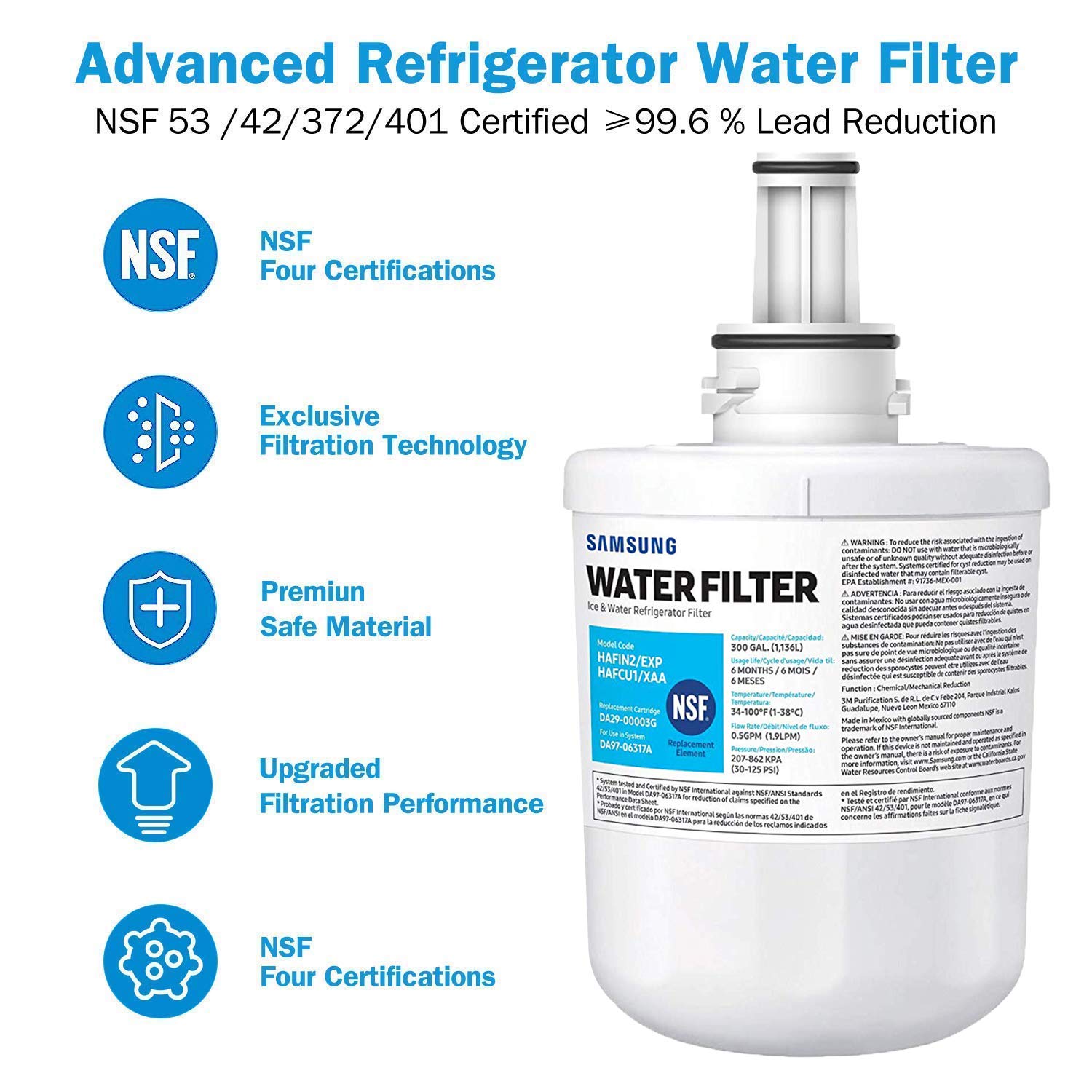Foto 3 pulgar | Filtro de Agua para Refrigerador Samsung Da29-00003g Hafcu1 2 Piezas - Venta Internacional