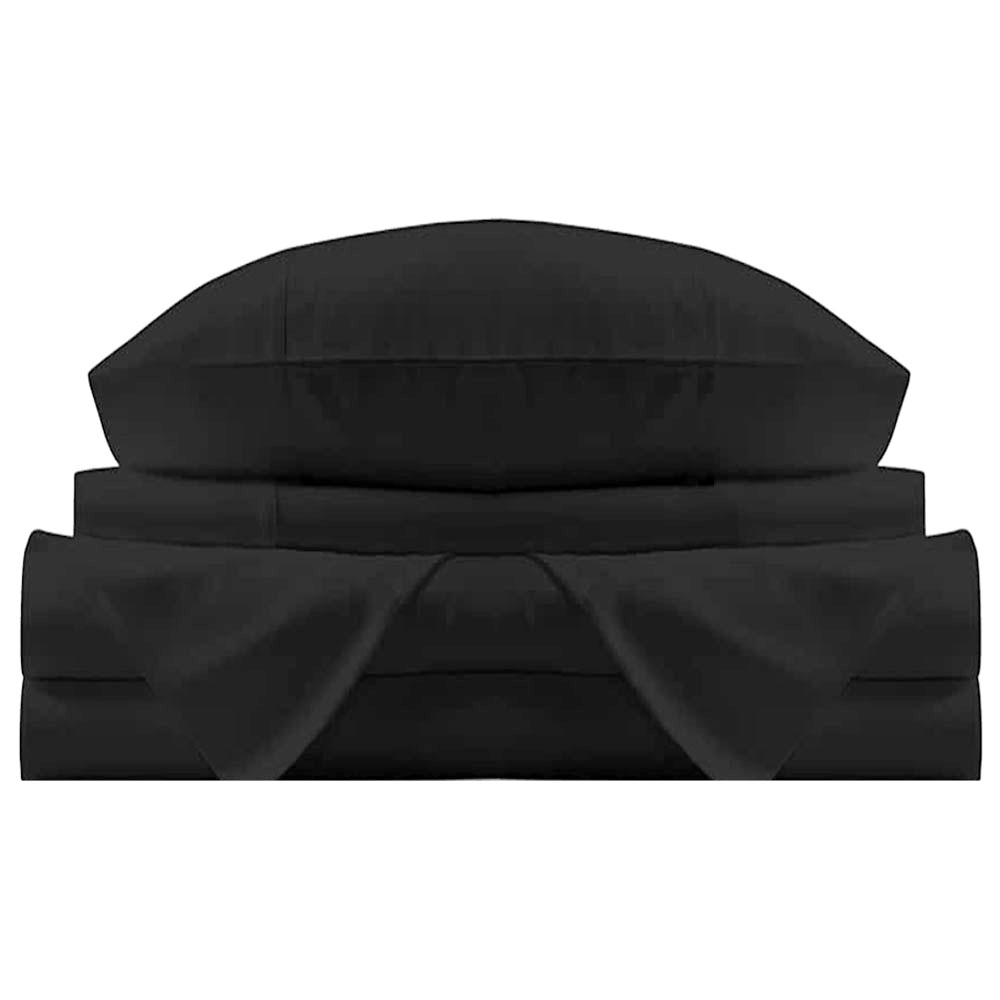 Set de Sábanas Algodón Kyuden Home COTBK-FL color Negro Matrimonial