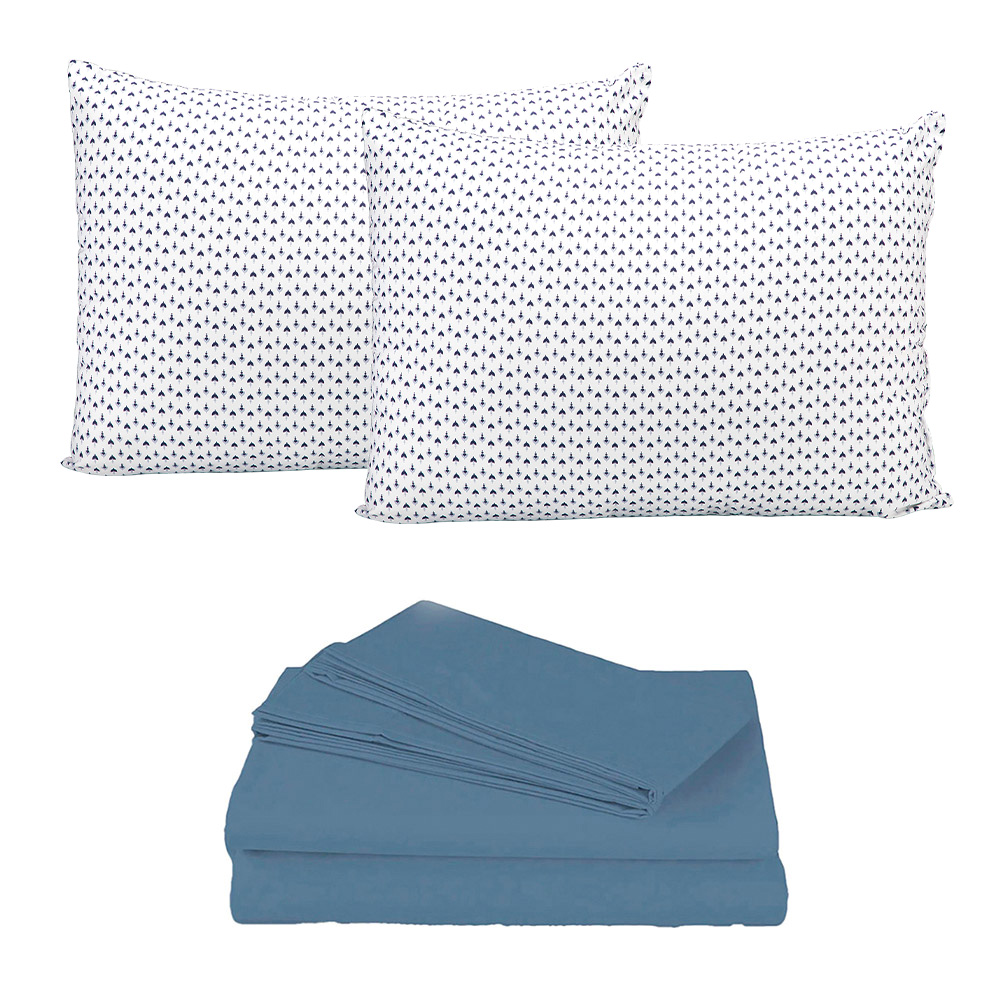 Juego de Sábanas King Size Spring Air Soft Sensation color Azul y 2 Almohadas
