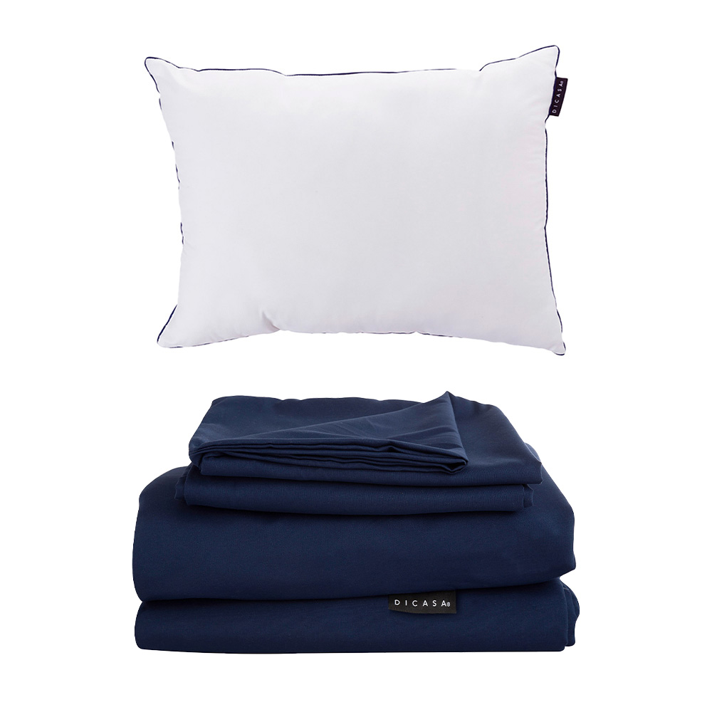 Juego de Sábanas Dicasa Softy color Azul Marino Individual más Almohada One