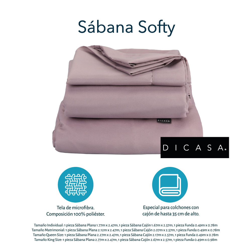 Foto 4 pulgar | Juego de Sábanas Dicasa Softy color Púrpura Matrimonial 4 Piezas