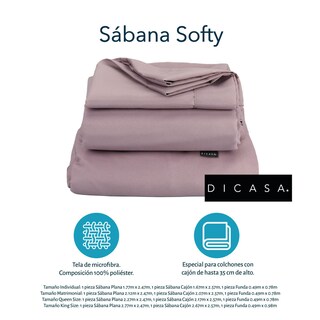 Foto 3 | Juego de Sábanas Dicasa Softy color Púrpura Matrimonial 4 Piezas