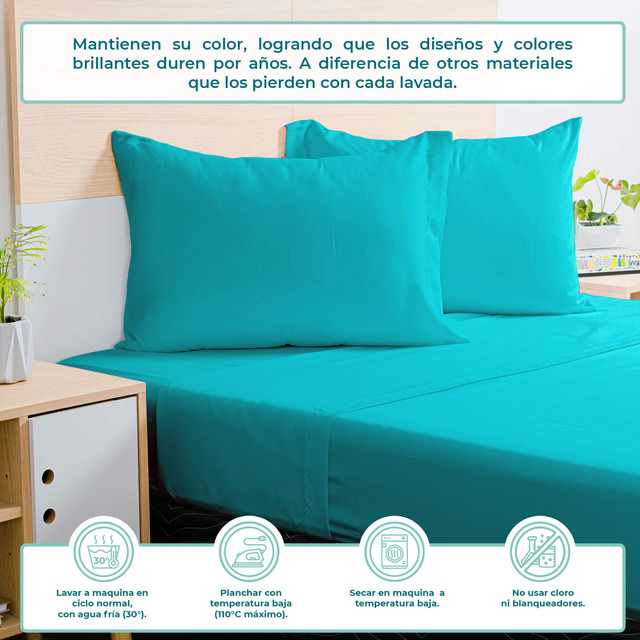 Foto 2 | Juego De Sabanas Queen Size Spring Air Color  Turqueza