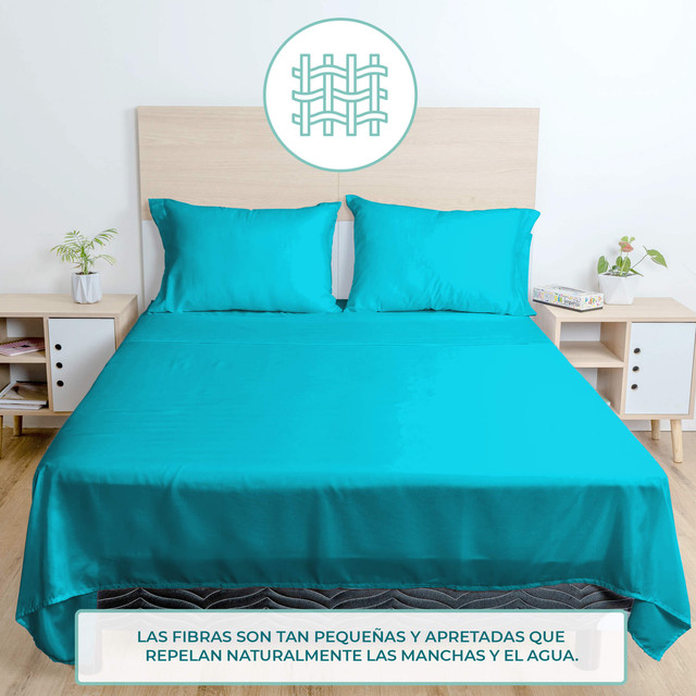 Foto 4 pulgar | Juego De Sabanas Queen Size Spring Air Color  Turqueza