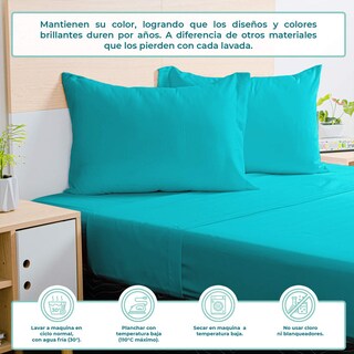 Foto 2 | Juego De Sabanas Matrimonial Spring Air Color Turqueza