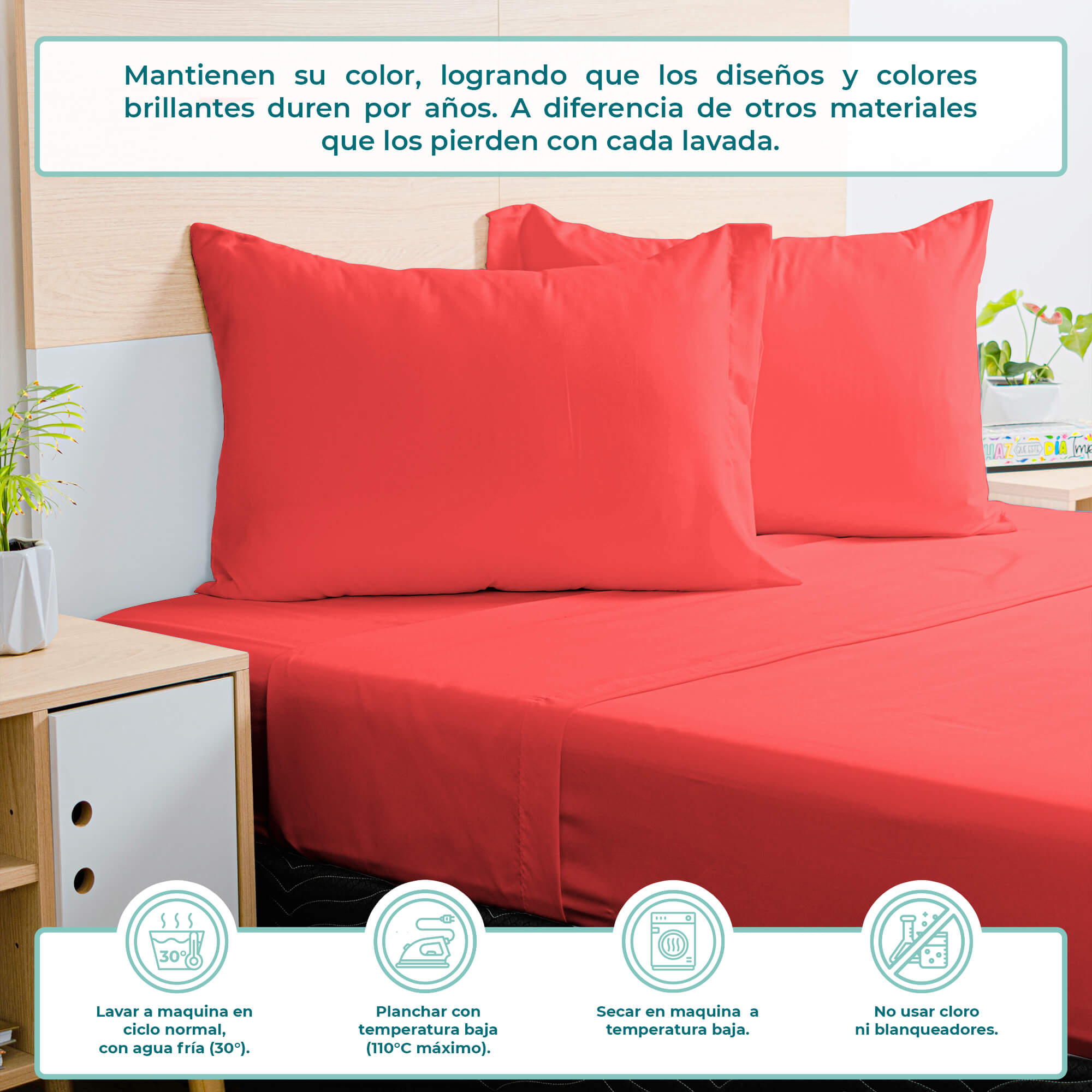 Foto 3 pulgar | Juego De Sabanas Matrimonial Spring Air Color Coral
