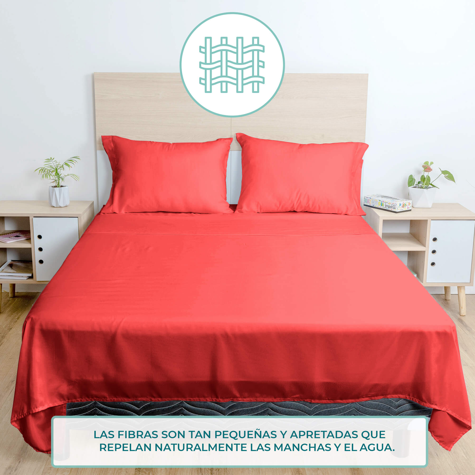 Foto 4 pulgar | Juego De Sabanas Matrimonial Spring Air Color Coral