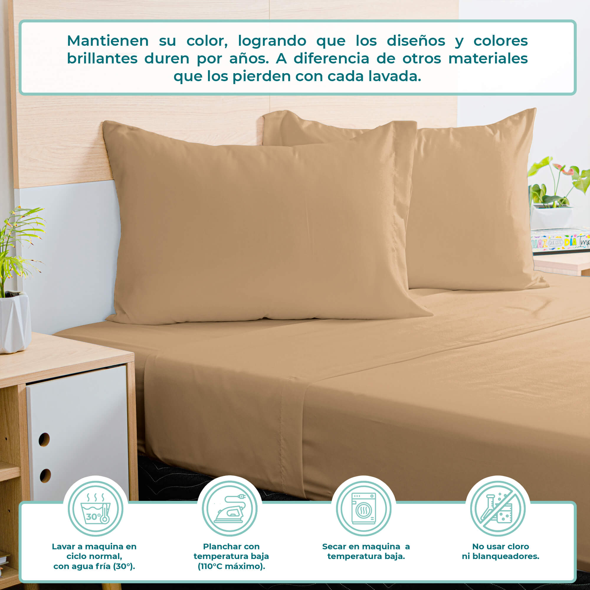 Foto 3 pulgar | Juego De Sabanas Matrimonial Spring Air Color  Khaki