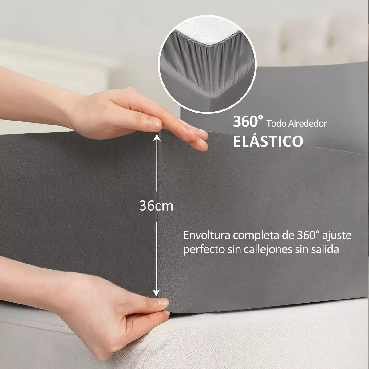 Foto 3 | Juego de Sábanas Belug Matrimonial color Gris 4 Piezas