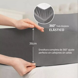 Foto 3 | Juego de Sábanas Belug Matrimonial color Gris 4 Piezas