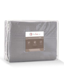 Foto 4 | Juego de Sábanas de Microfibra Rebeca Premium Luxury color Gris Ultra Suave Luxury Touch 1500 Queen Size