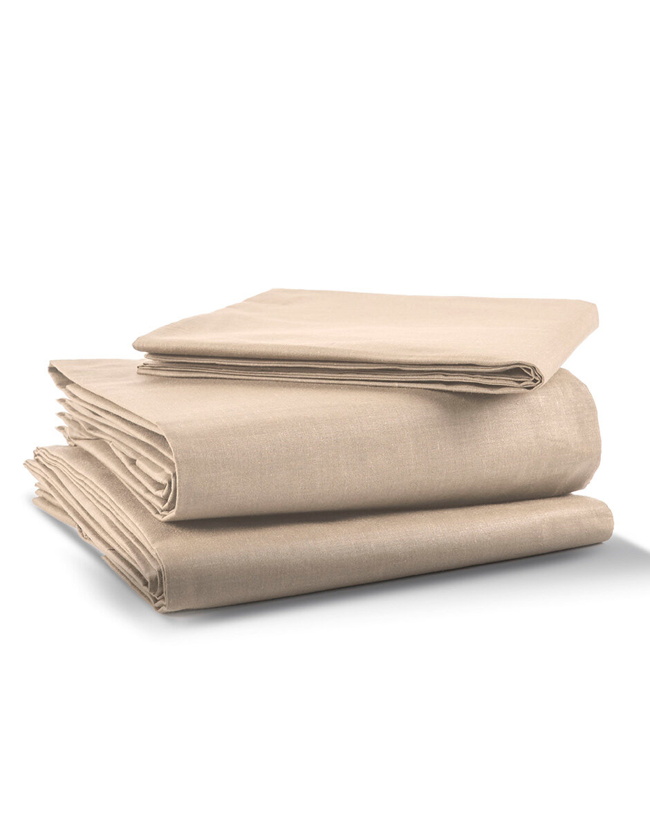 Juego de Sábanas Rebeca color Beige Algodón Percal 200 Matrimonial