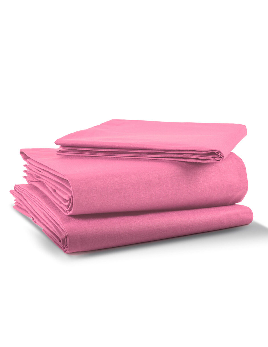 Juego de Sábanas Rebeca color Rosa Algodón Percal 200 King Size
