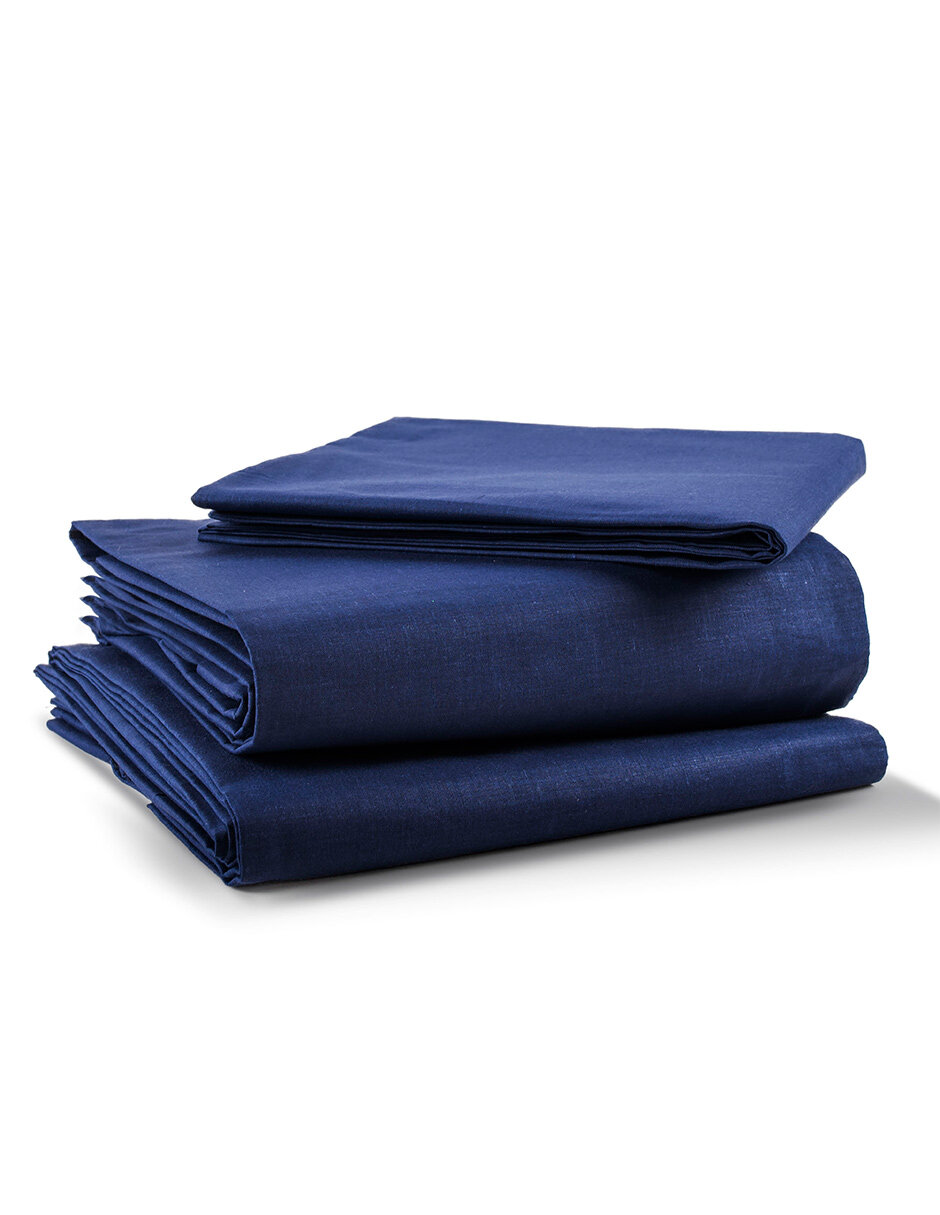 Juego de Sábanas Rebeca Algodón Percal 200 color Azul King Size 5 Piezas