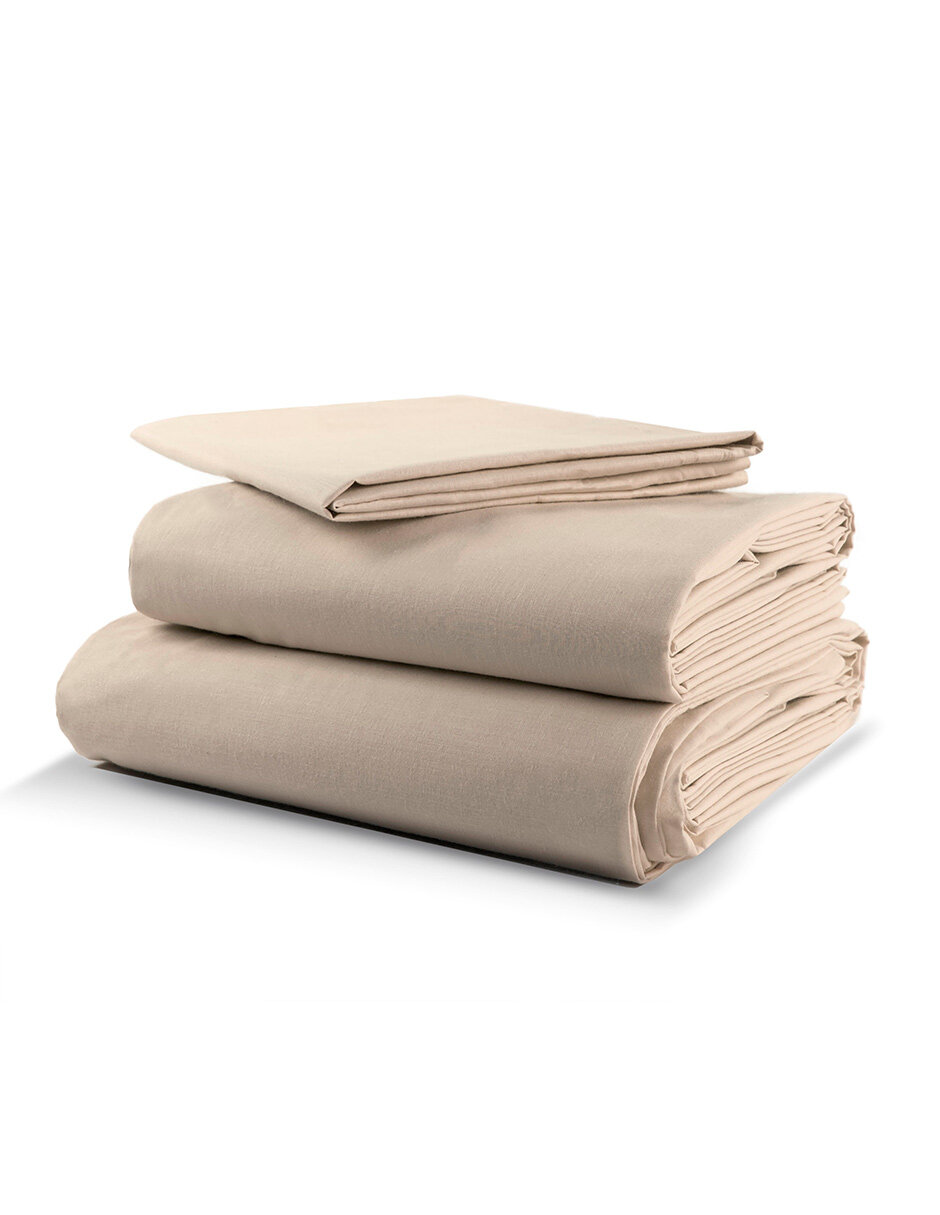 Juego de Sábanas King Size Rebeca Confort 300 Algodón Beige
