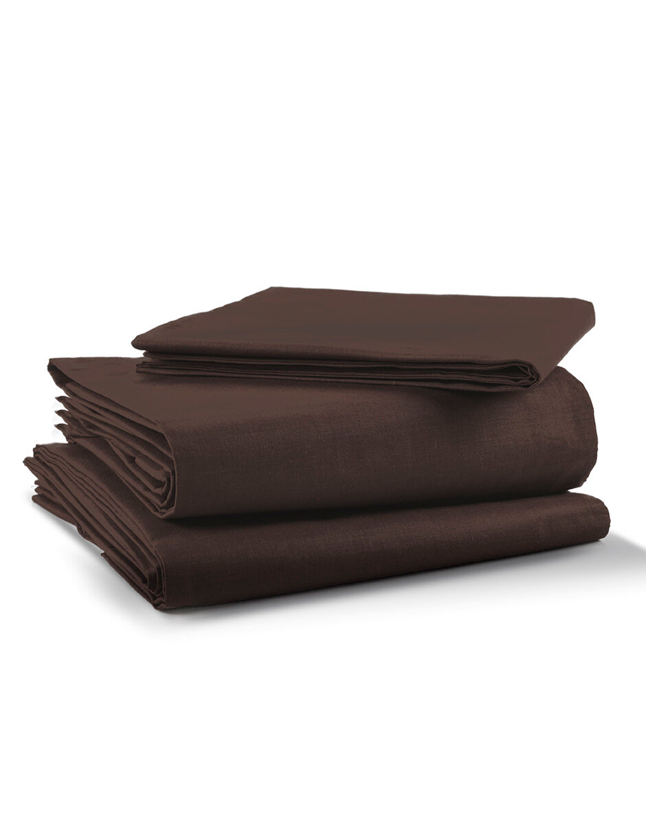 Juego de Sábanas Queen Size Rebeca Algodón Percal 200 Chocolate