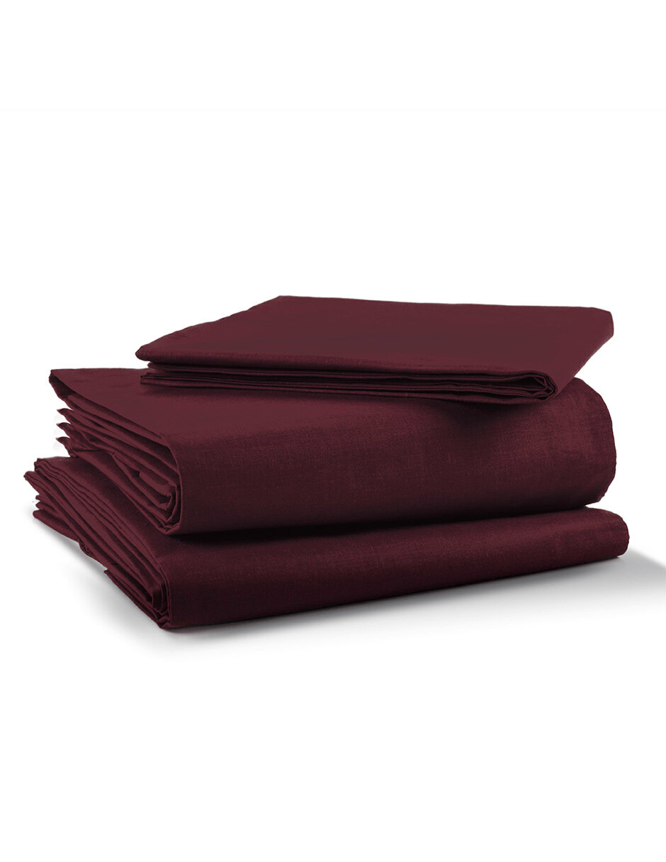 Juego de Sábanas Rebeca Percal 200 Queen Size color Tinto