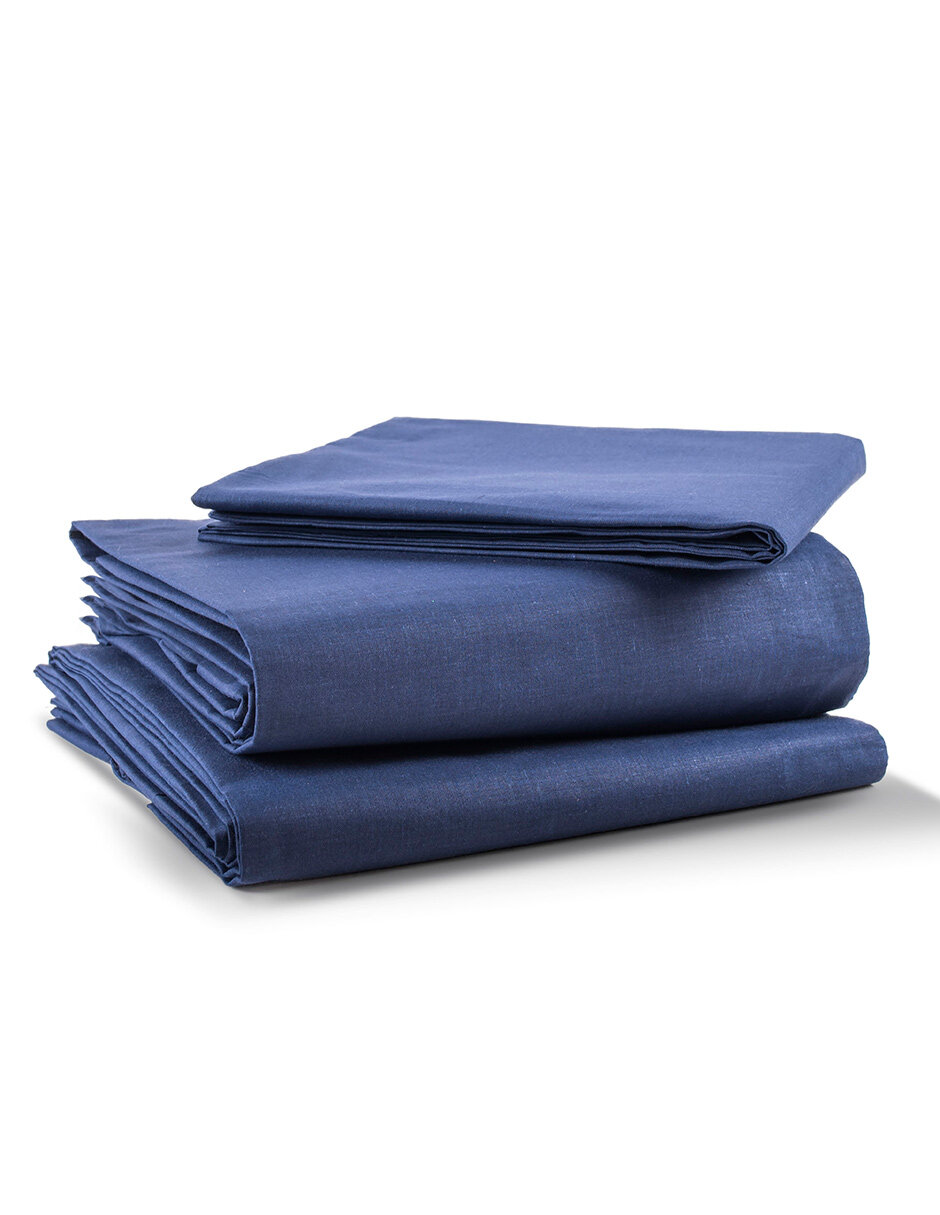 Juego de Sábanas Rebeca Percal 200 Queen Size color Azul
