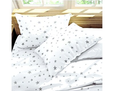Foto 3 | Juego de Sábanas Rebeca de Microfibra Koala color Gris Estampada Estrella Queen Size