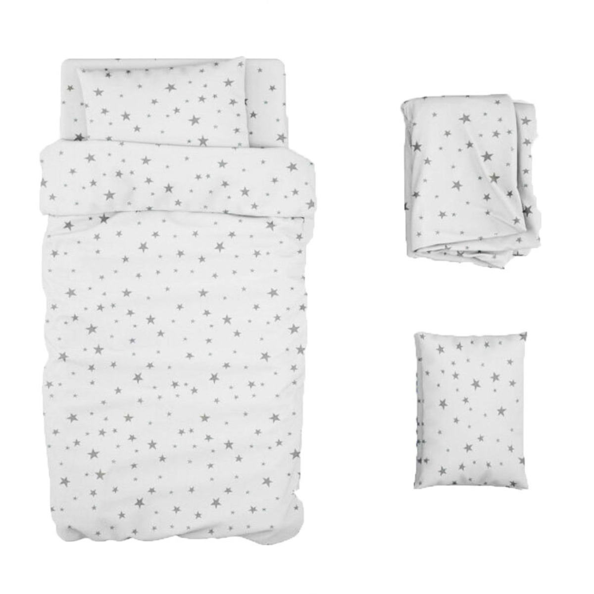 Juego de Sábanas de Microfibra Koala Rebeca Estampada Estrella color Gris Individual
