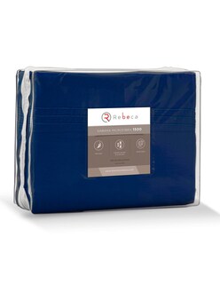 Foto 4 | Juego de Sábanas De Microfibra Ultra Suave Luxury Rebeca color Azul Marino King Size