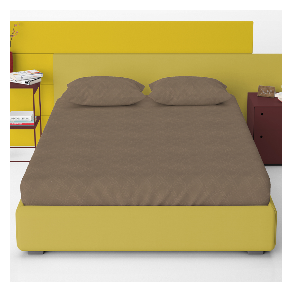 Juego de Sábanas NubiSuave RELIEVE-KS color Marrón King Size 4 Piezas