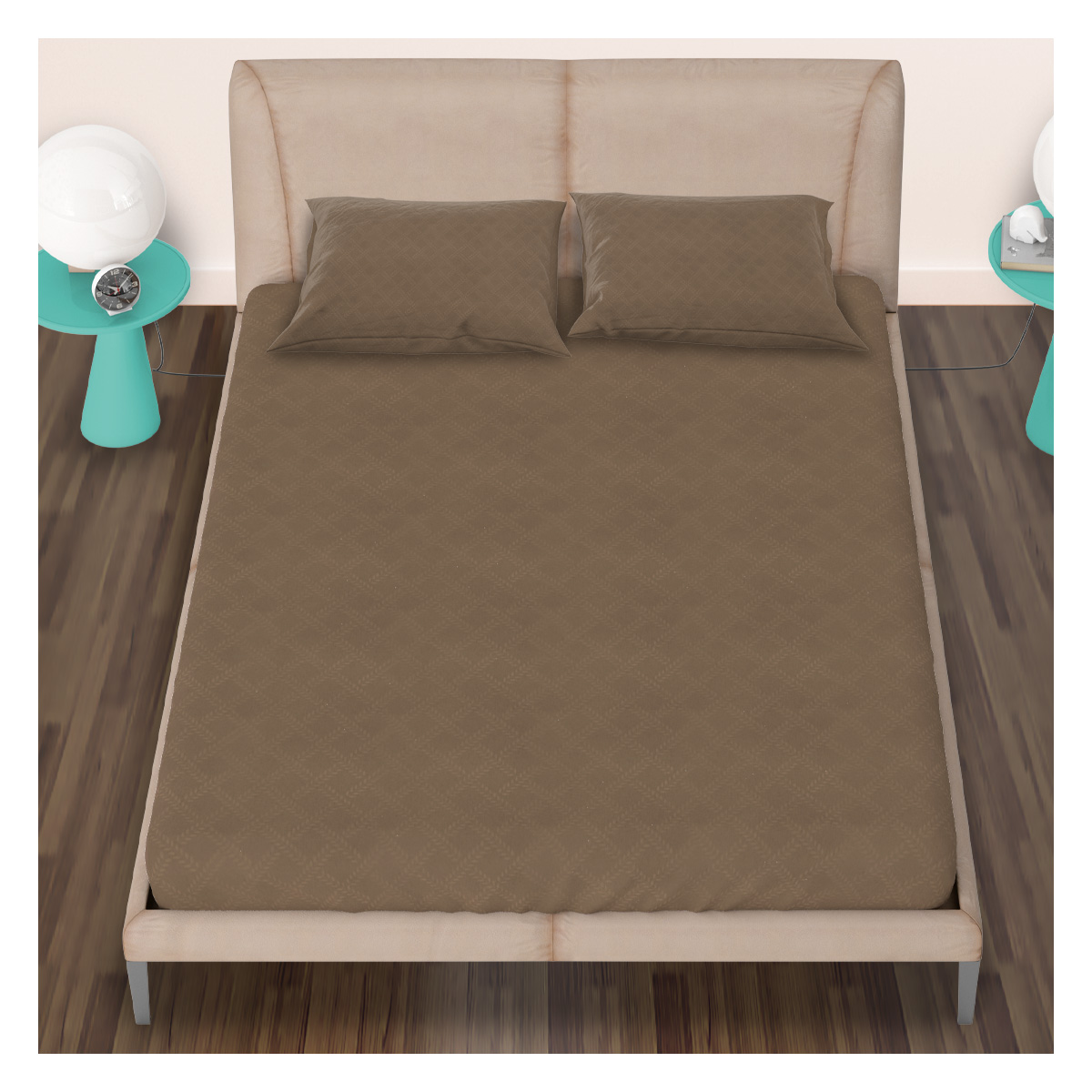 Foto 9 pulgar | Juego de Sábanas Matrimonial NubiSuave RELIEVE-MAT color Marrón 2800 Hilos 4 Piezas