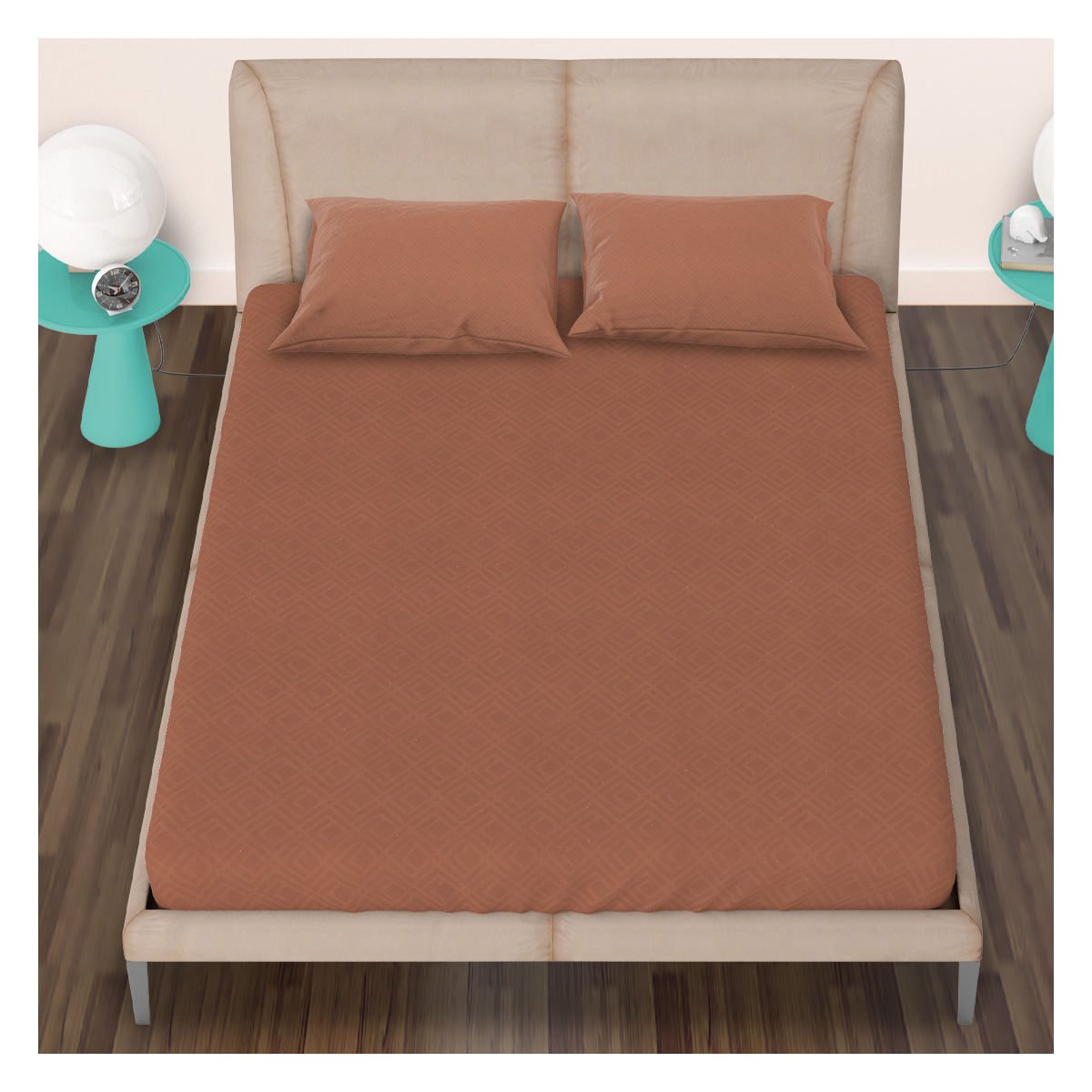 Foto 9 pulgar | Juego de Sábanas Matrimonial NubiSuave RELIEVE-MAT color Cobre 2800 Hilos 4 Piezas