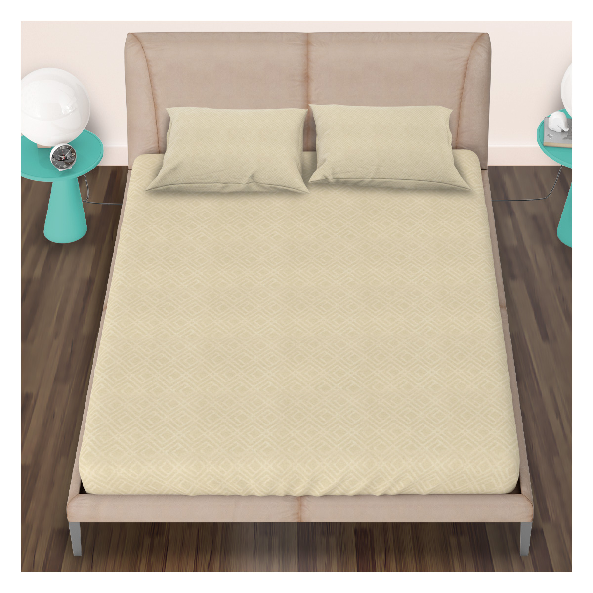 Foto 9 pulgar | Juego de Sábanas Matrimonial NubiSuave RELIEVE-MAT color Beige 2800 Hilos 4 Piezas