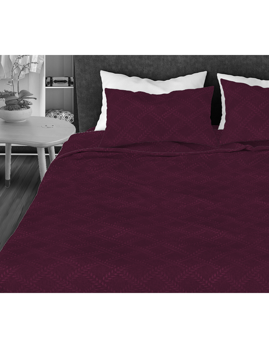 Foto 1 | Juego de Sábanas Matrimonial NubiSuave RELIEVE-MAT color Vino 2800 Hilos 4 Piezas
